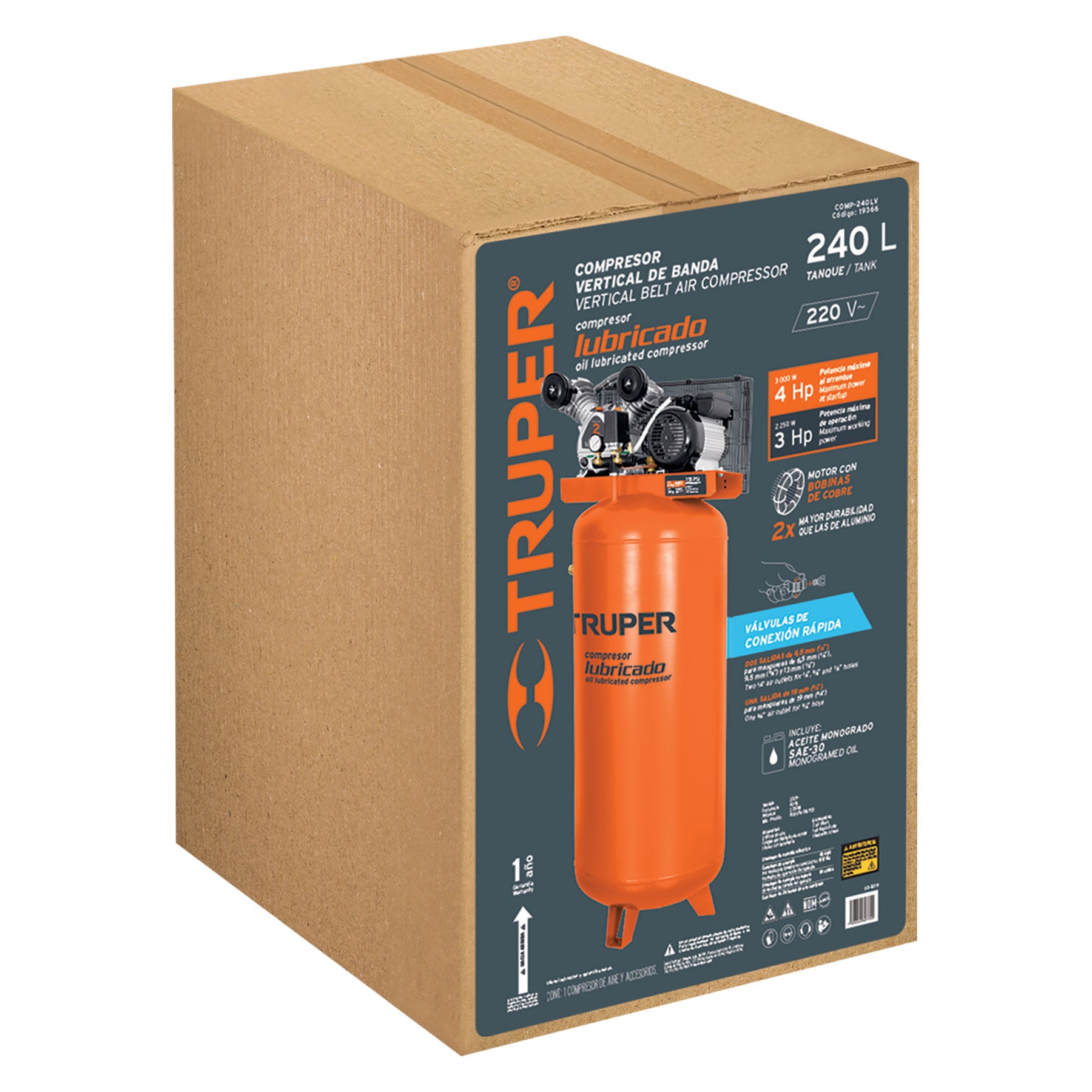 Compresor vertical 240 L 4 HP 220 V - Imagen 2