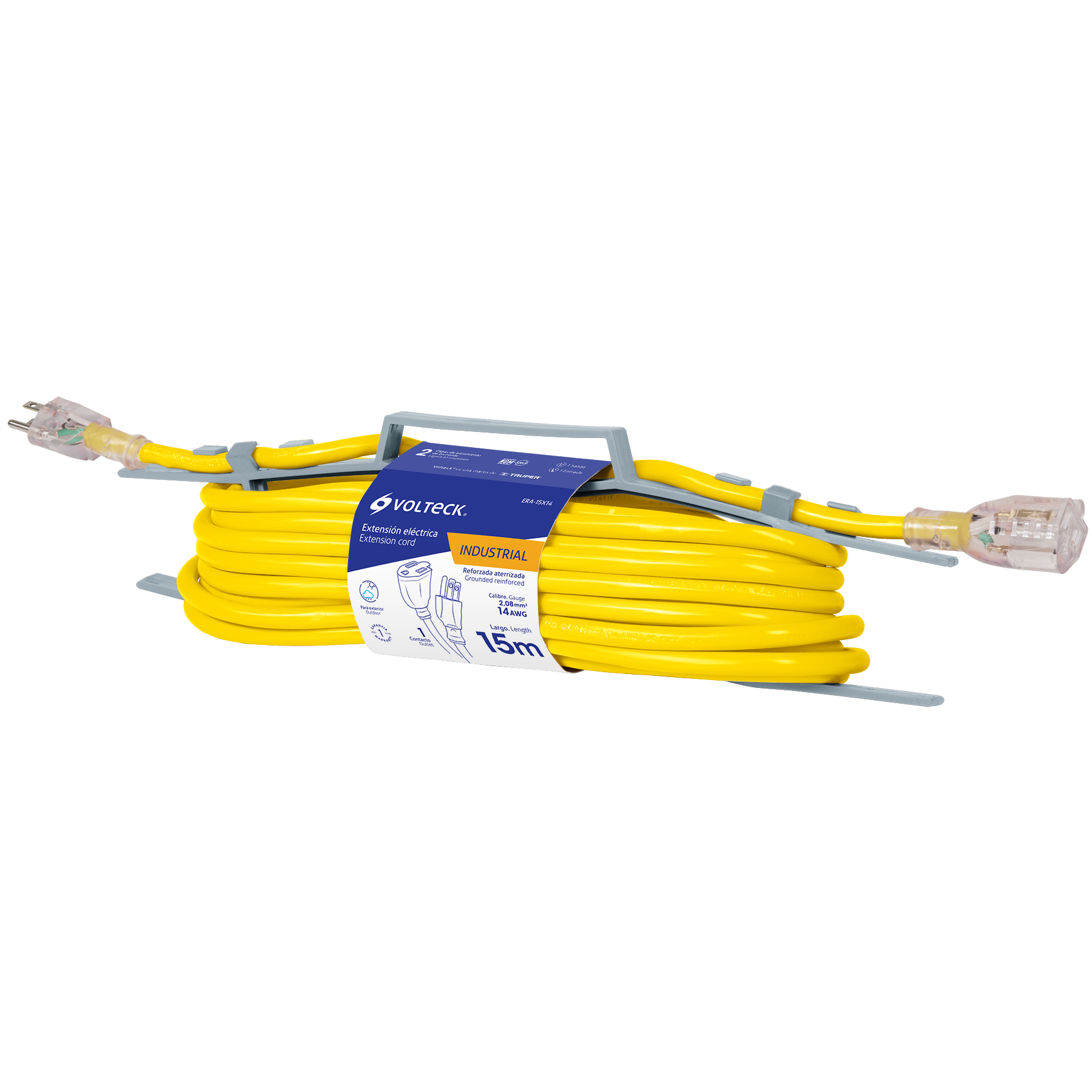 Extensión eléctrica uso extra rudo 15 m calibre 14 Volteck