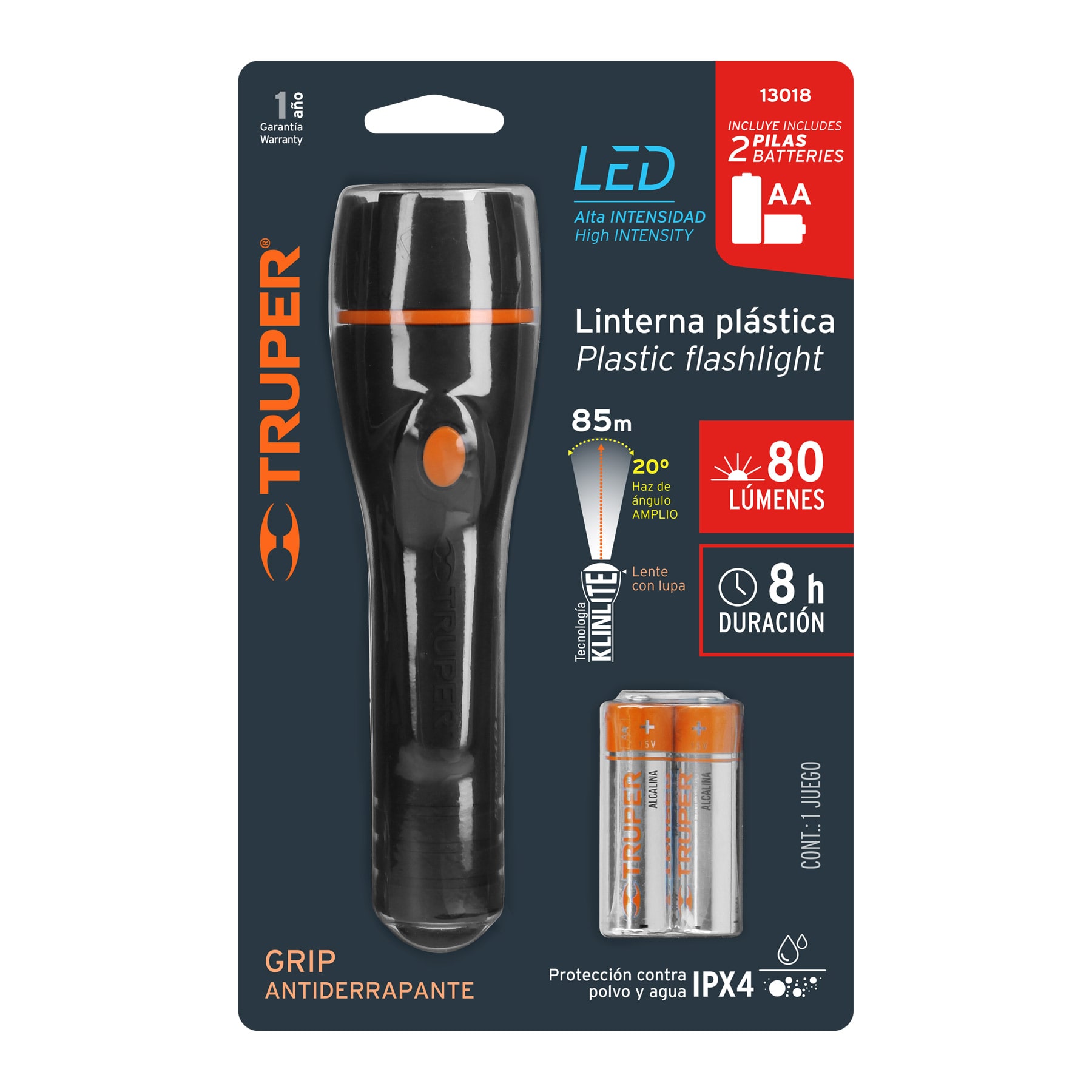 Linterna plástica de pilas 80 lm LED alta intensidad - Imagen 2