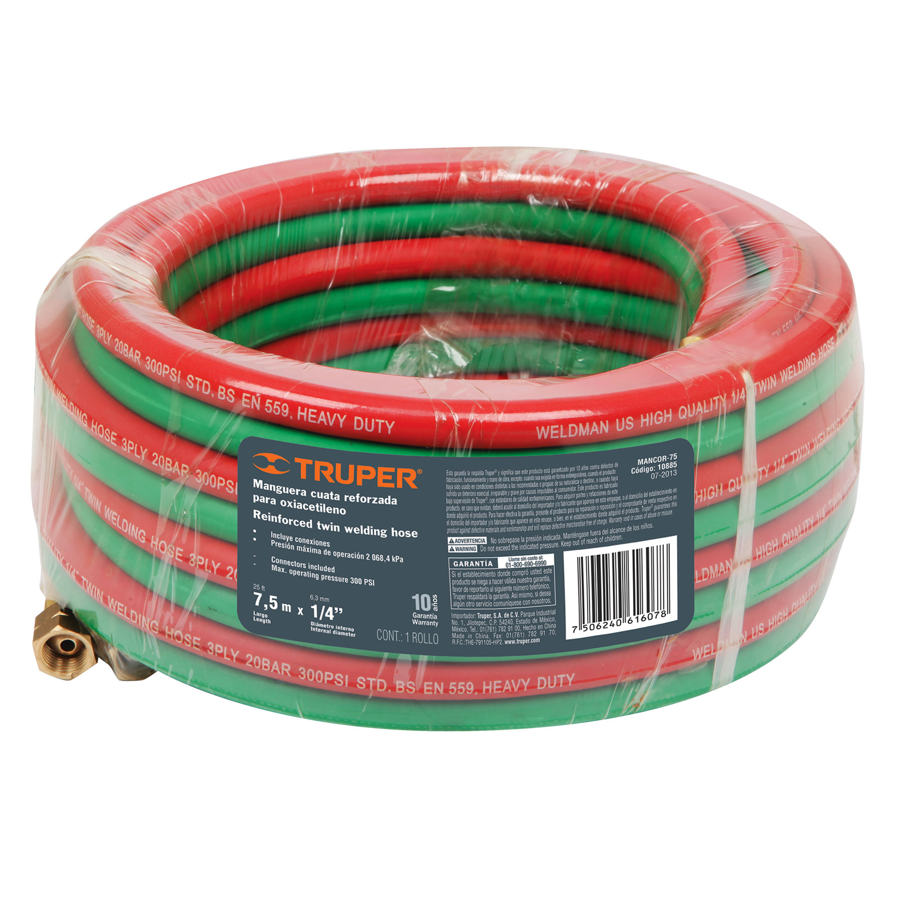 Manguera cuata reforzada para oxiacetileno 7.5 m - Imagen 2