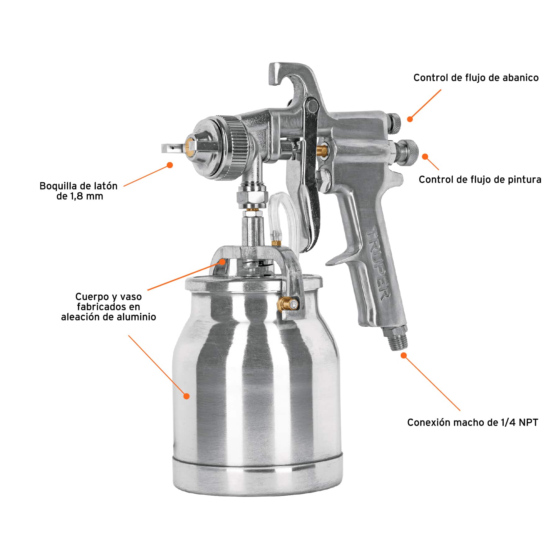 Pistola para pintar de succión 1.8mm 2 perillas - Imagen 5