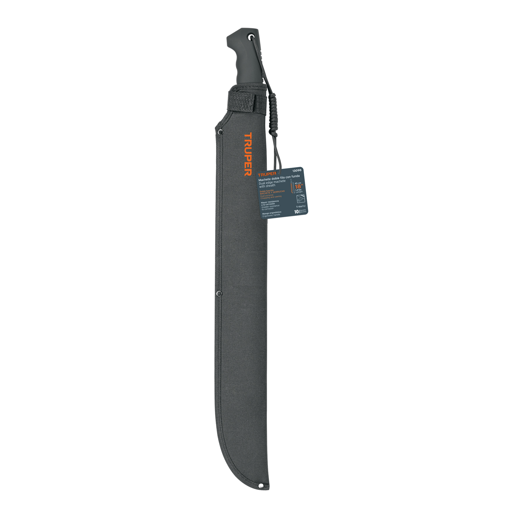 Machete doble filo 18" con mango inyectado y funda - Imagen 3
