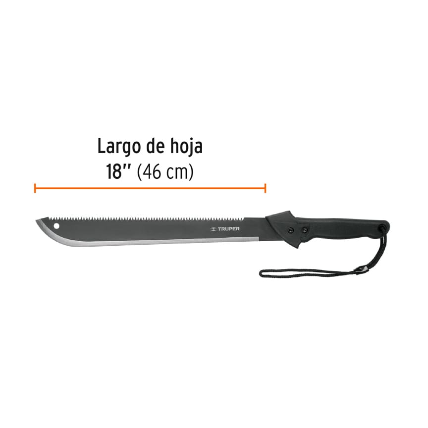 Machete doble filo 18" con mango inyectado y funda - Imagen 2