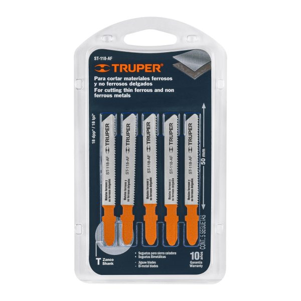 Blíster con 5 seguetas 18 DPP zanco "T" corte recto metal