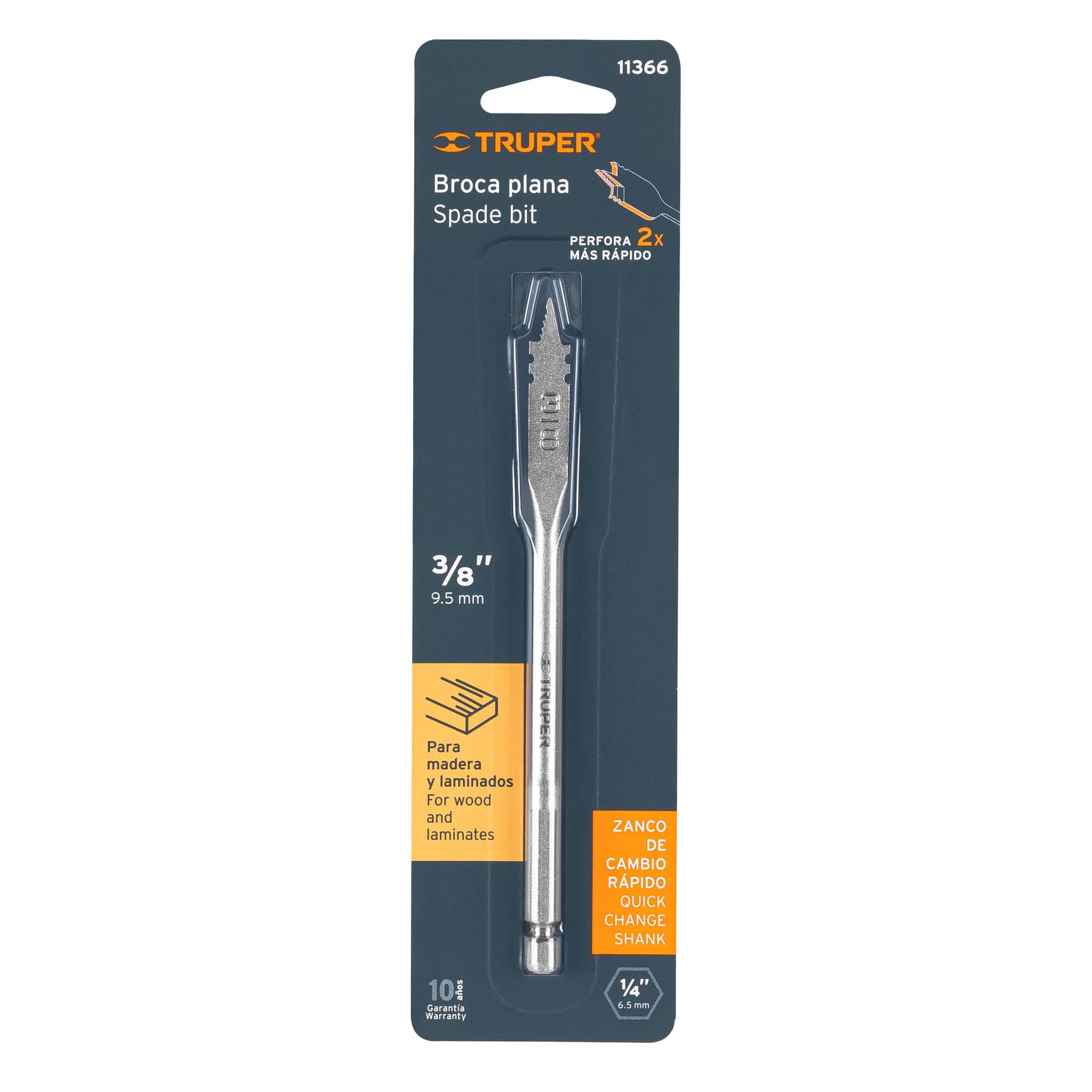 Broca plana de manita 3/8" Truper - Imagen 2