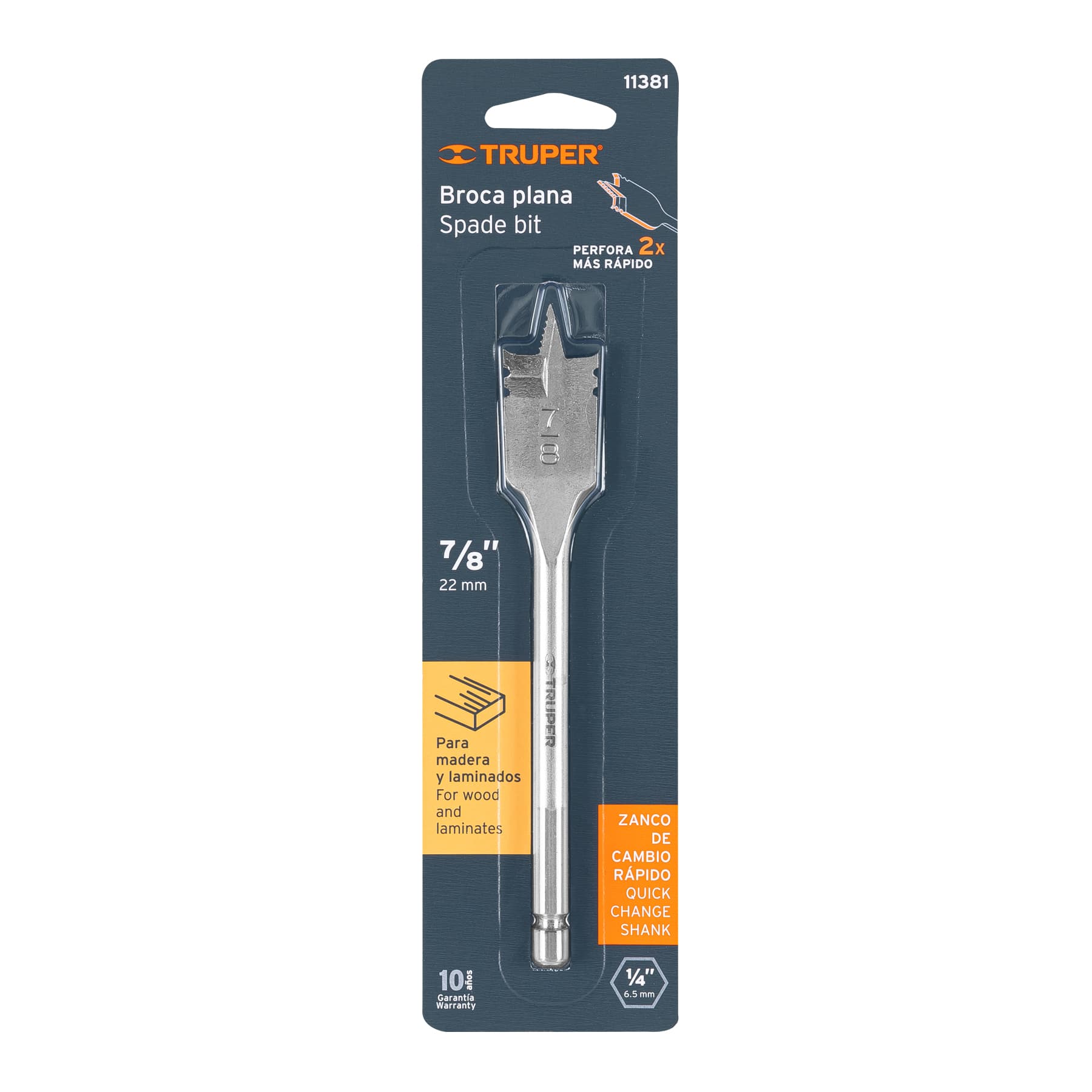Broca plana de manita 7/8" Truper - Imagen 2