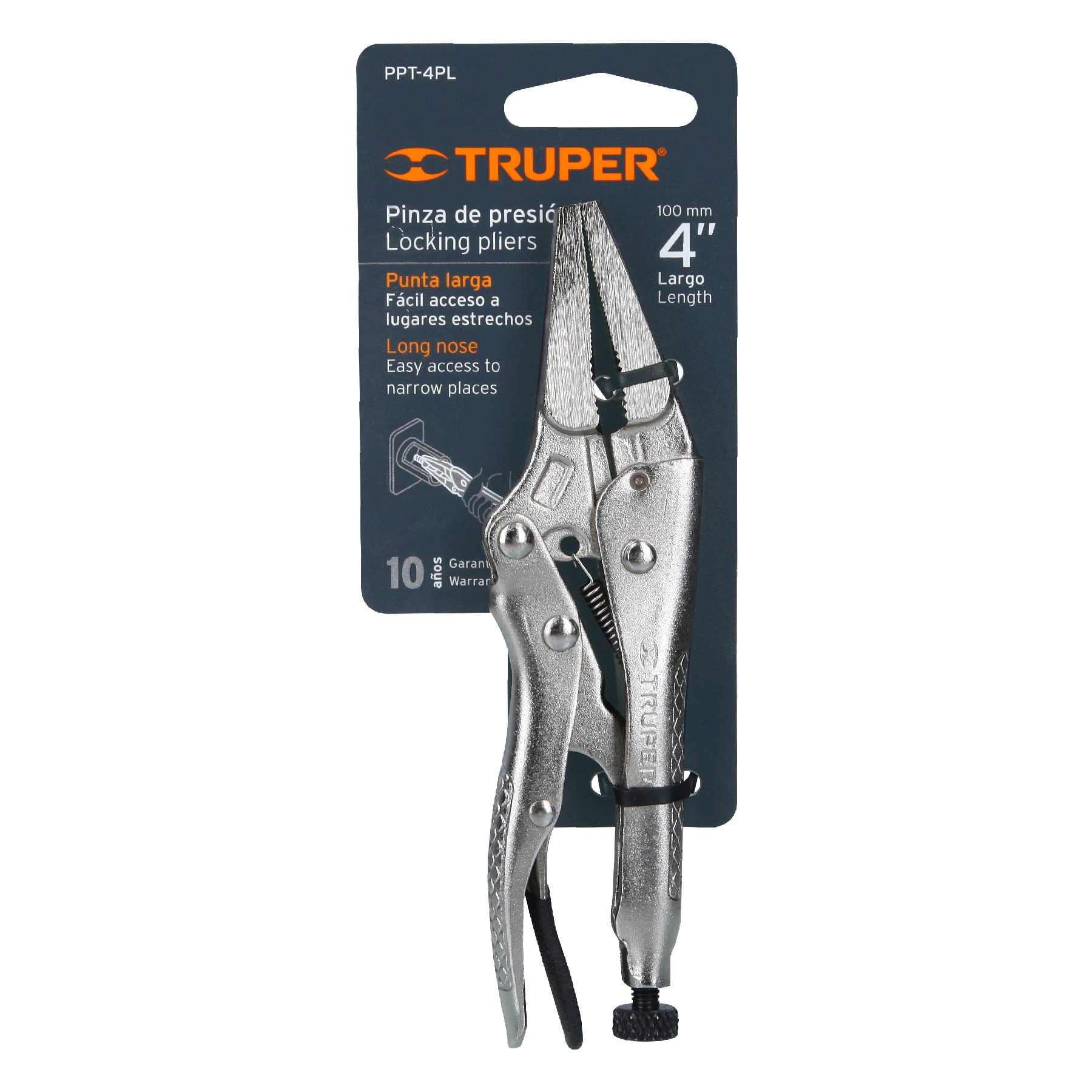 Pinza de presión 4" punta larga Truper - Imagen 2