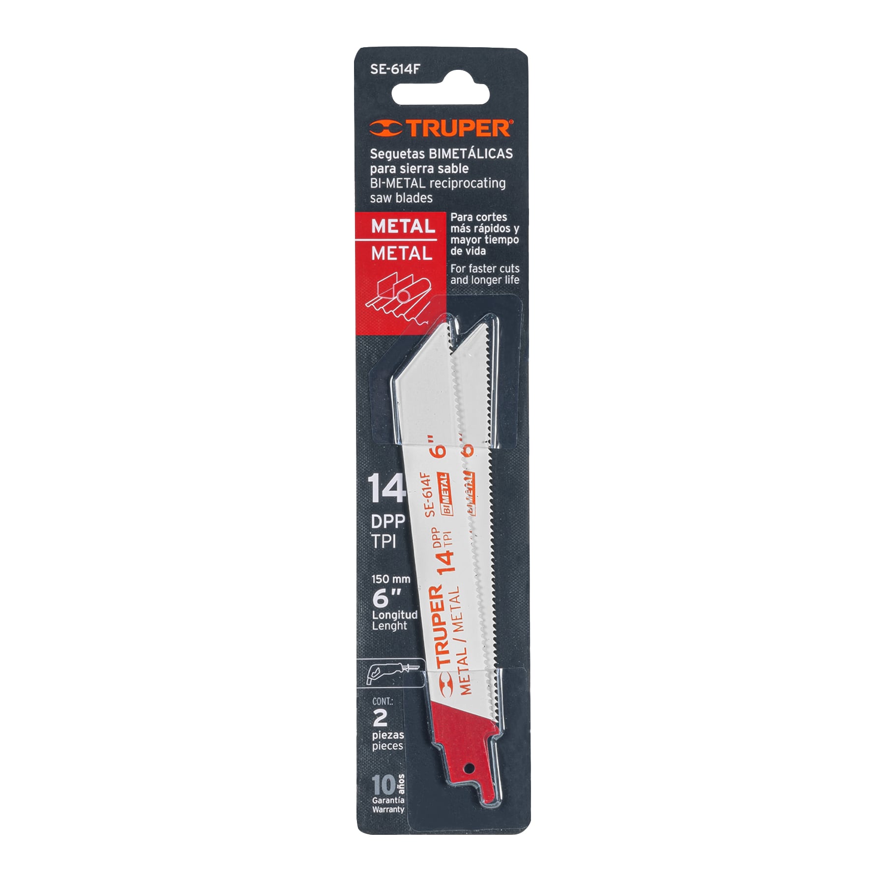Blíster con 2 seguetas sierra sable 6" 14 DPP para metal - Imagen 2