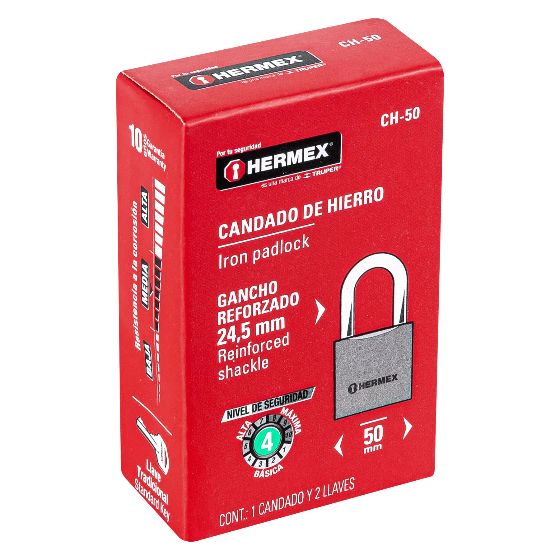 Candado de hierro 50 mm gancho corto en caja - Imagen 4