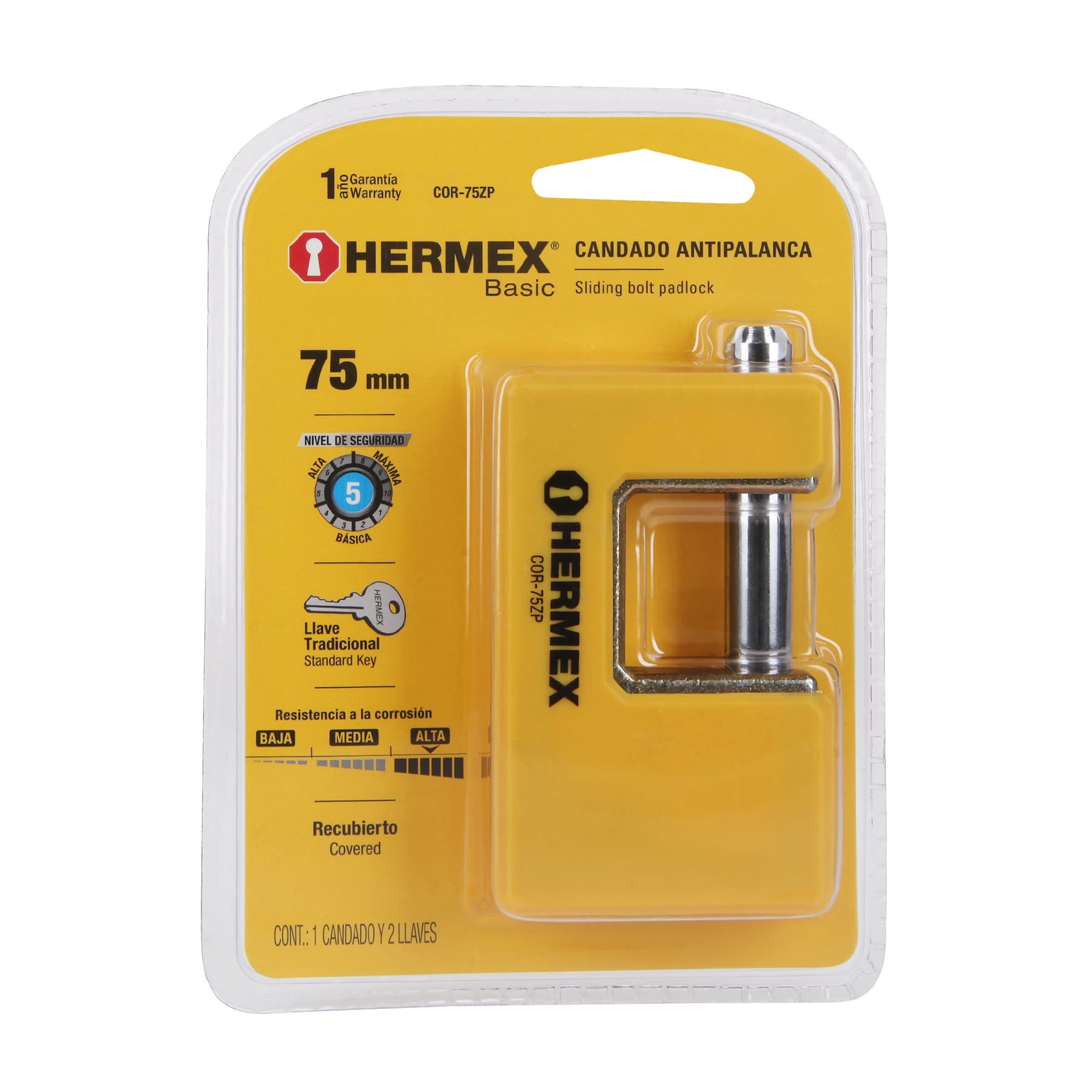 Candado antipalanca 75 mm cuerpo metálico Hermex - Imagen 5