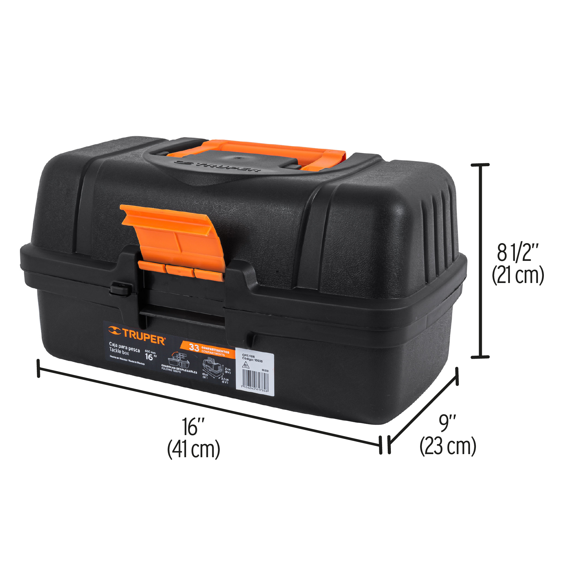 Caja para pesca de 16" con 3 bandejas deslizables Truper SIN ACCESORIOS - Imagen 2