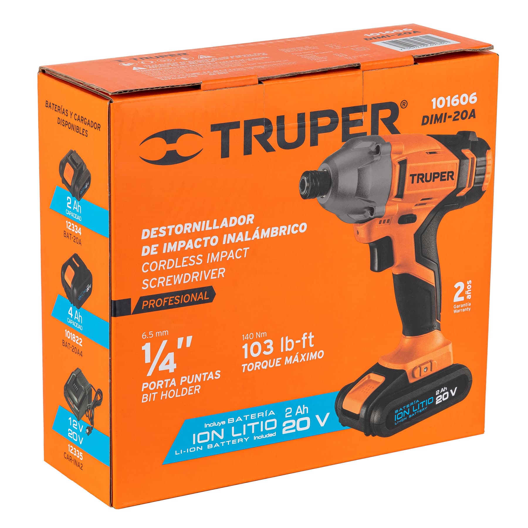 Destornillador de impacto 1/4" de 20 V una Batería ion litio - Imagen 2
