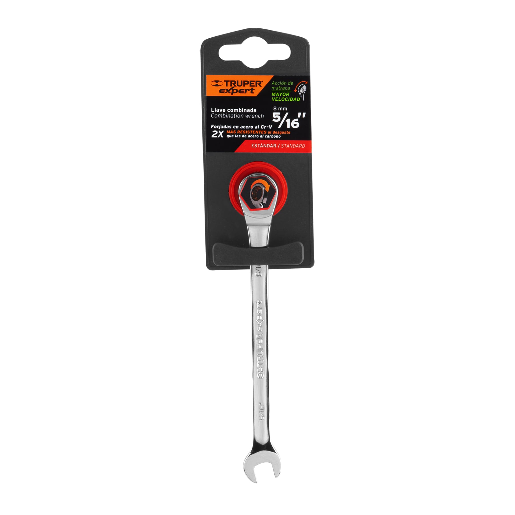 Llave combinada con matraca 5/16" x 135 mm largo Expert - Imagen 2
