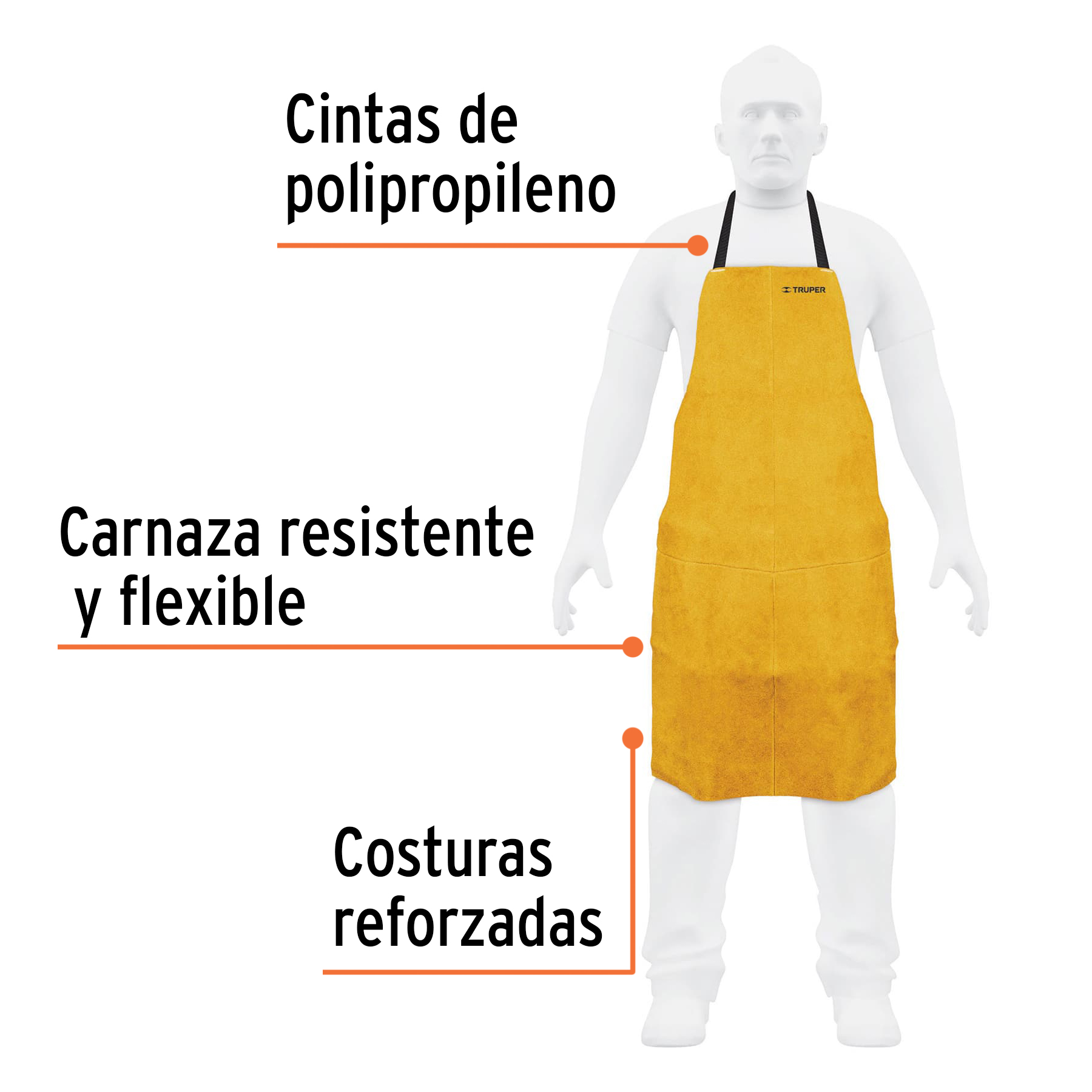 Protección para soldar peto de carnaza Truper - Imagen 3
