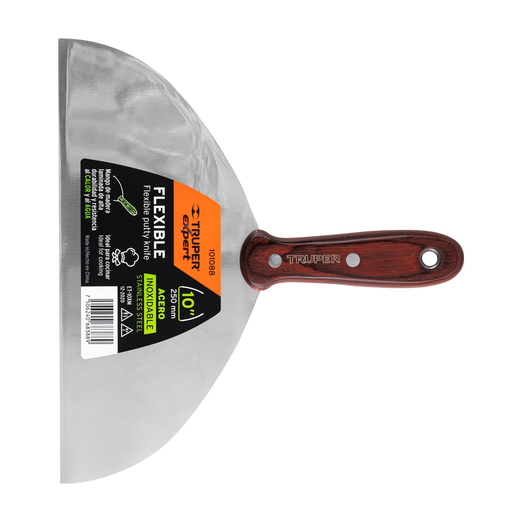 Espátula 10" acero inoxidable con mango de madera Expert
