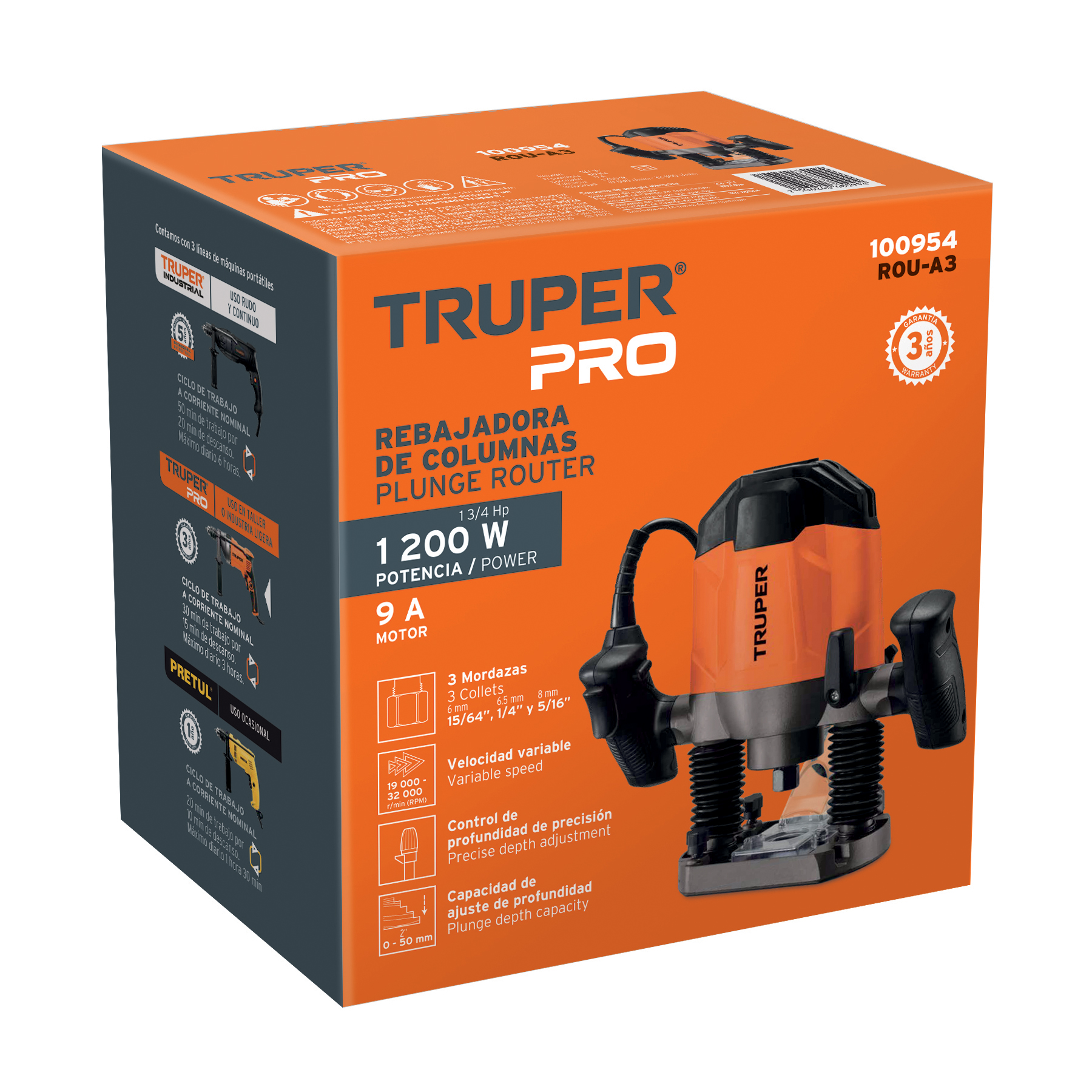 Router 1200 W 1-3/4 HP profesional Truper - Imagen 3