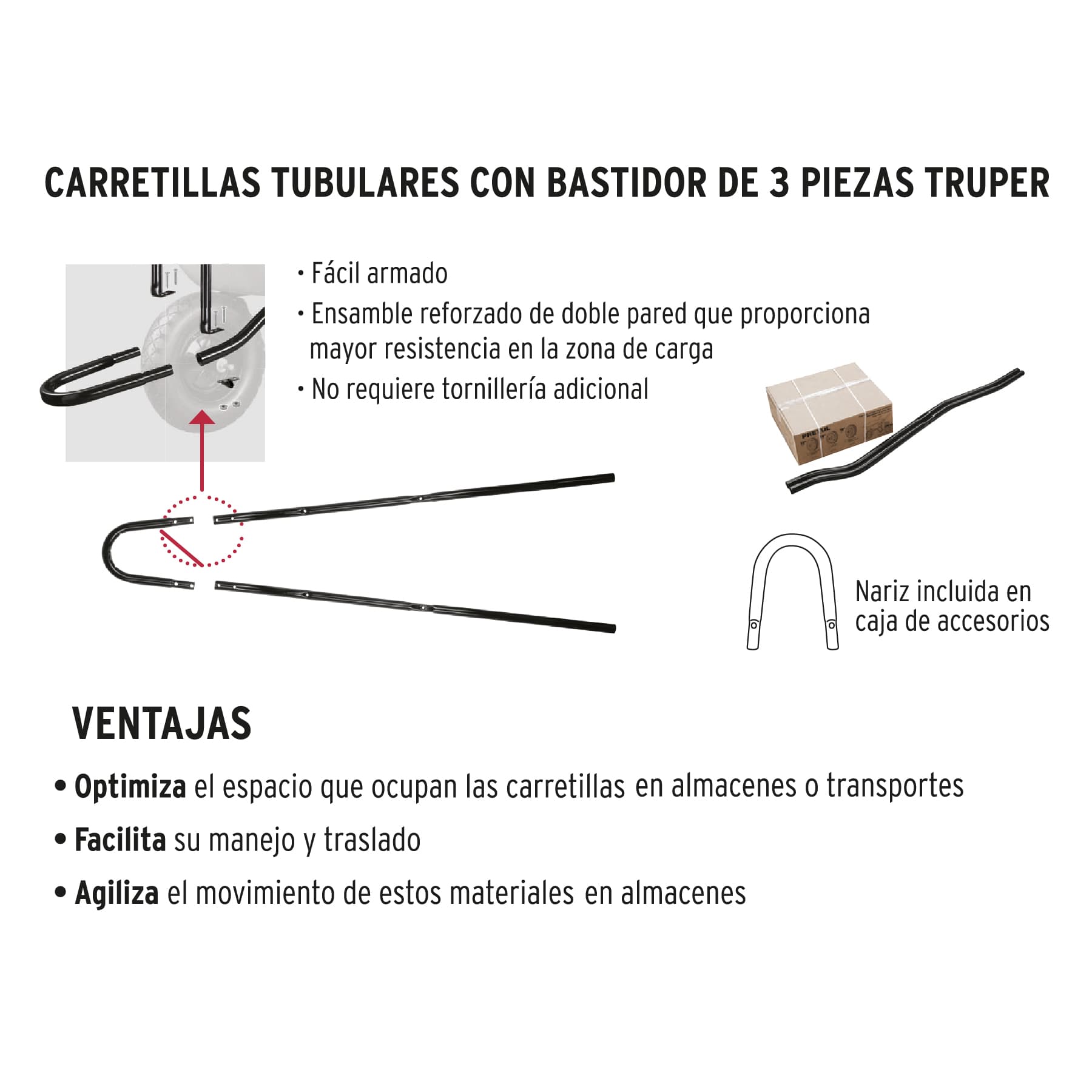 Carretilla 4.5 ft3 Neumática bastidor tubular Truper - Imagen 2