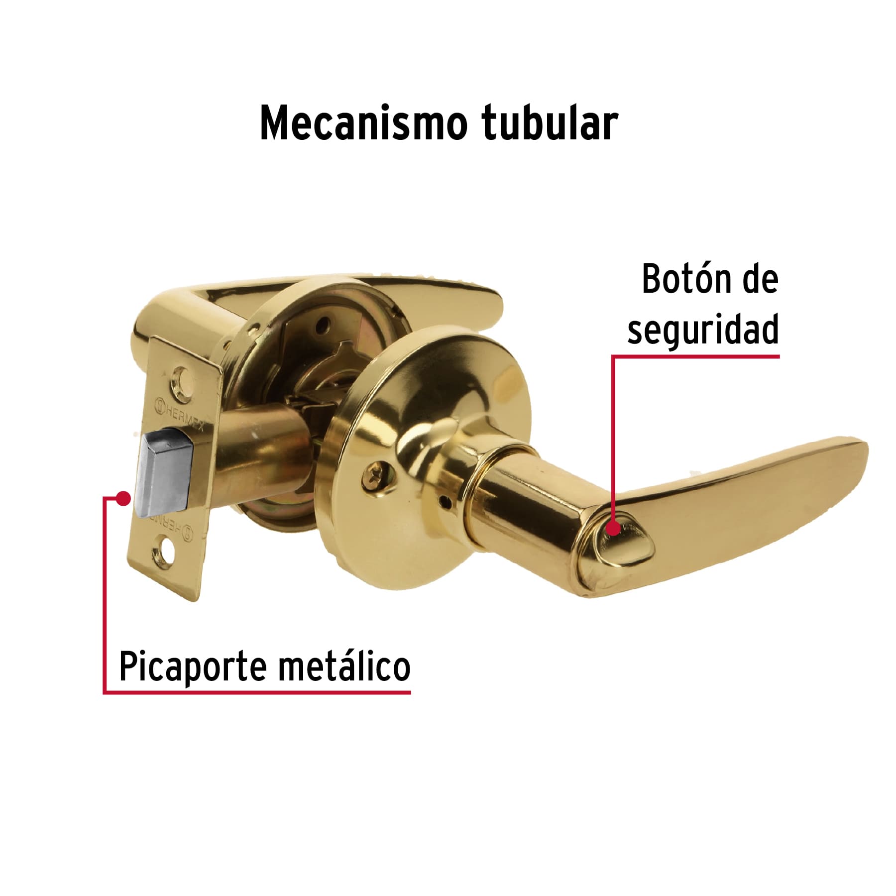 Cerradura manija p/baño latón brillante cilindro de latón - Imagen 4
