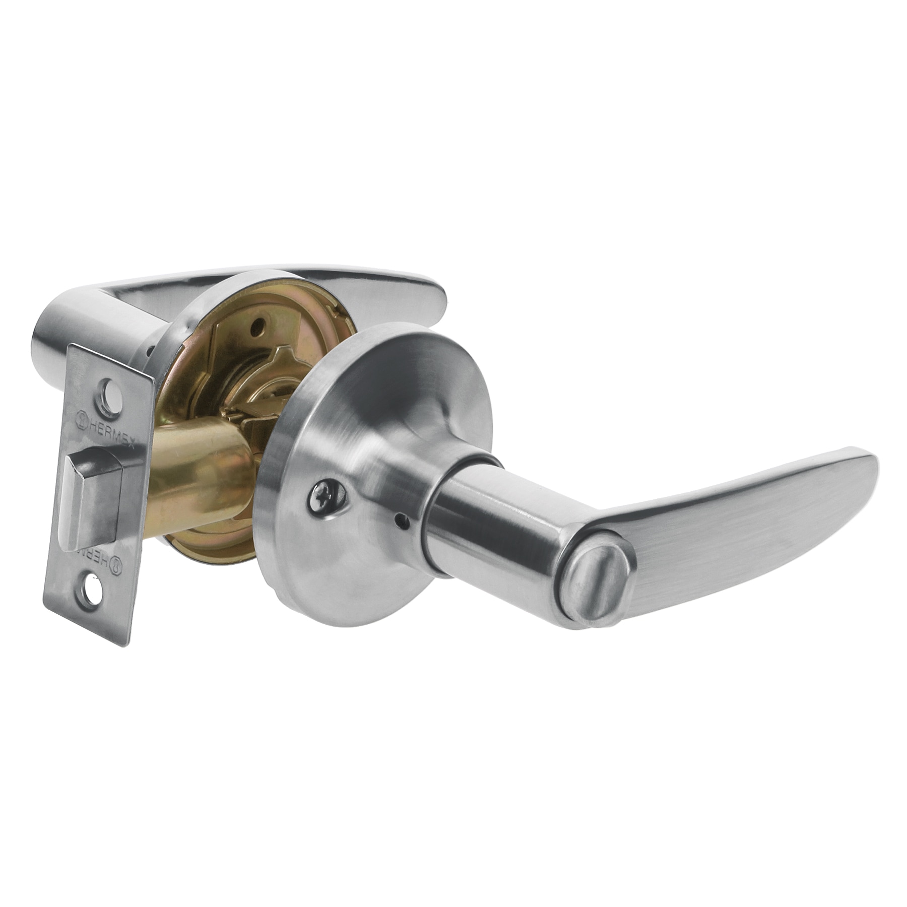 Cerradura manija p/baño cromo mate cilindro de latón - Imagen 2