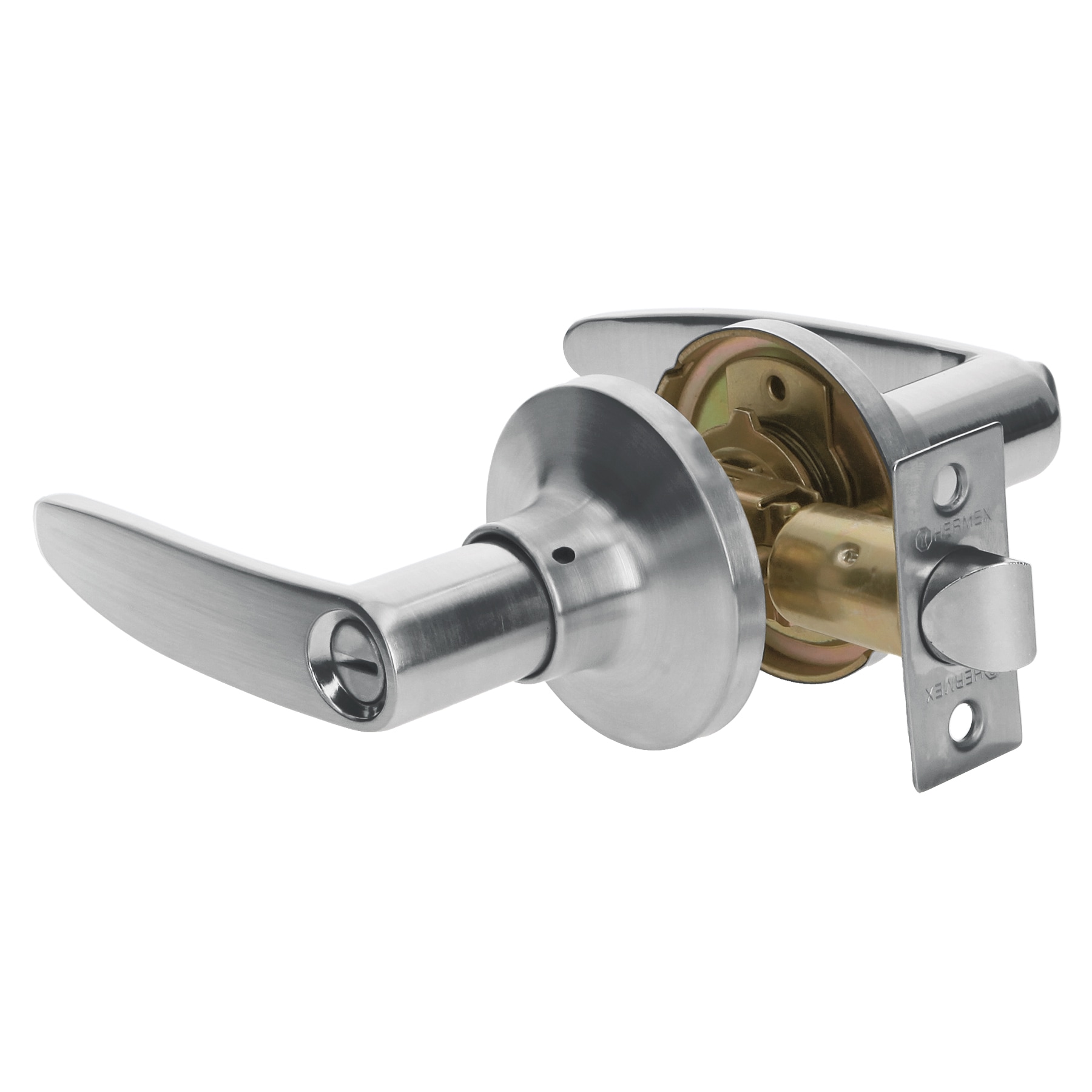 Cerradura manija p/baño cromo mate cilindro de latón