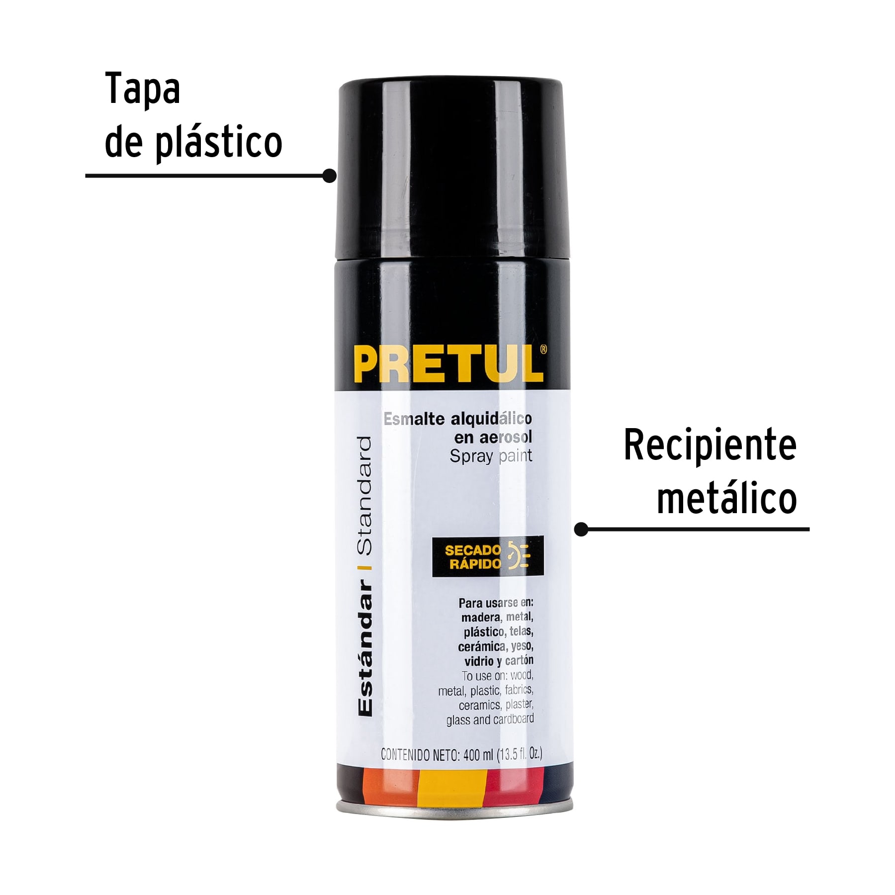 Pintura en aerosol negro satín 400 ml Pretul - Imagen 2