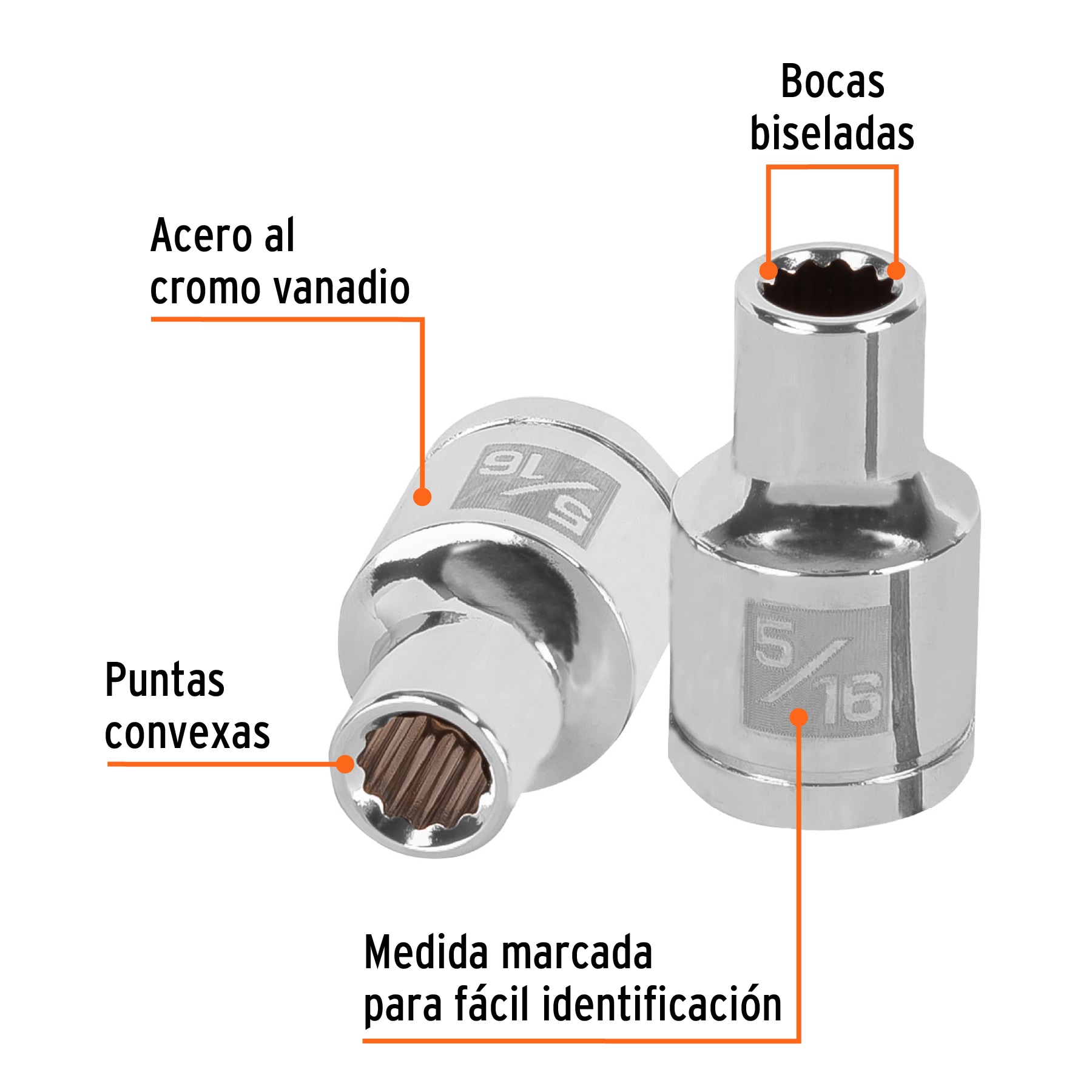 Copa de 5/16" 12 puntas raíz 1/2" - Imagen 3