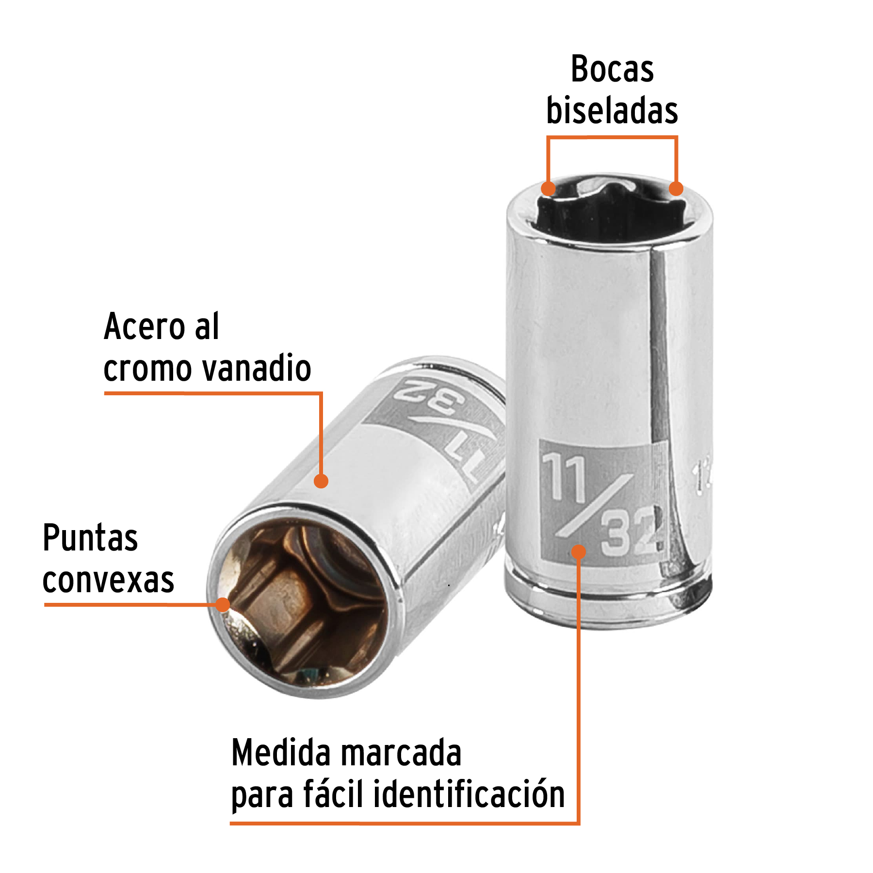 Copa de 11/32" 6 puntas raíz 1/4" - Imagen 3