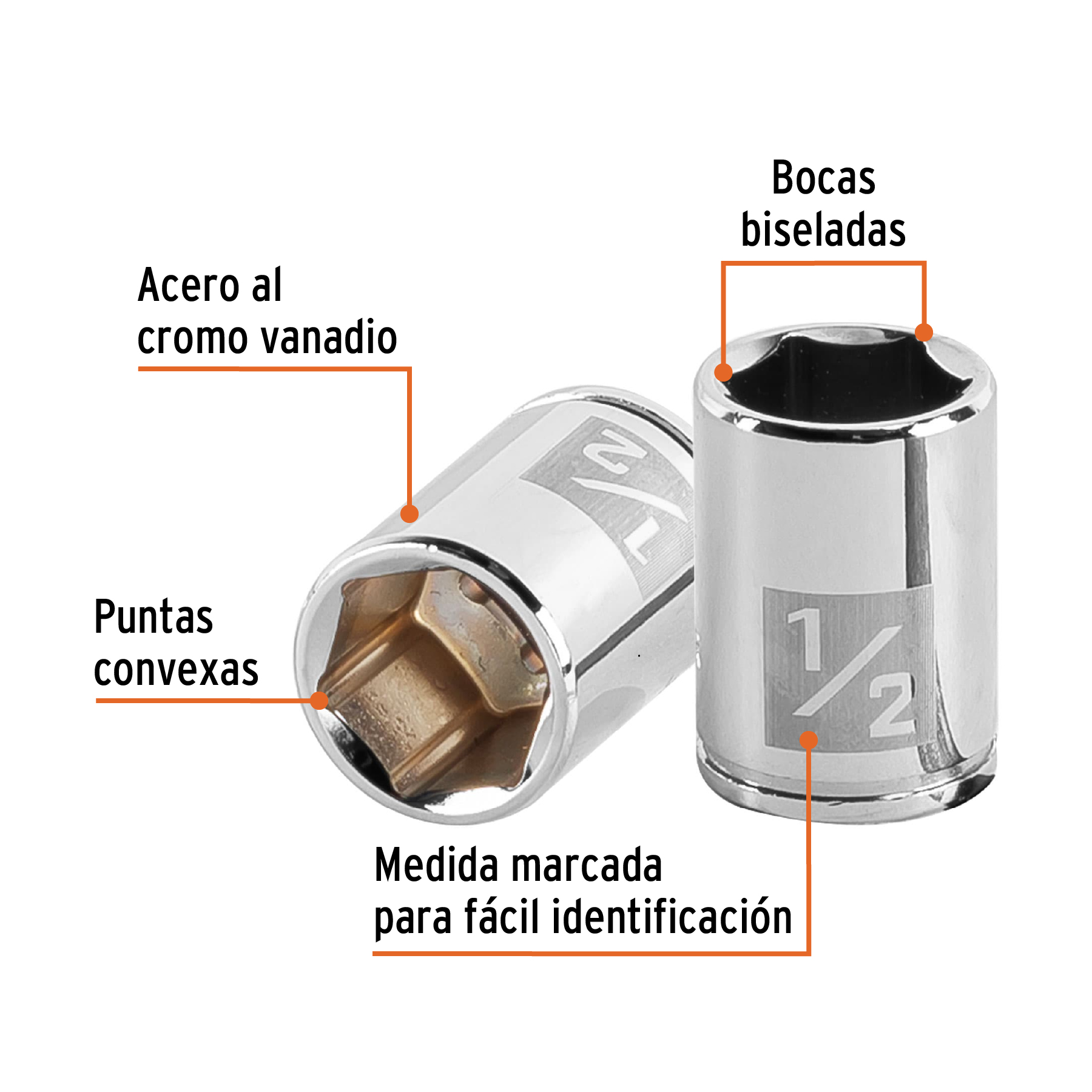 Copa de 1/2" 6 puntas raíz 1/4" - Imagen 3