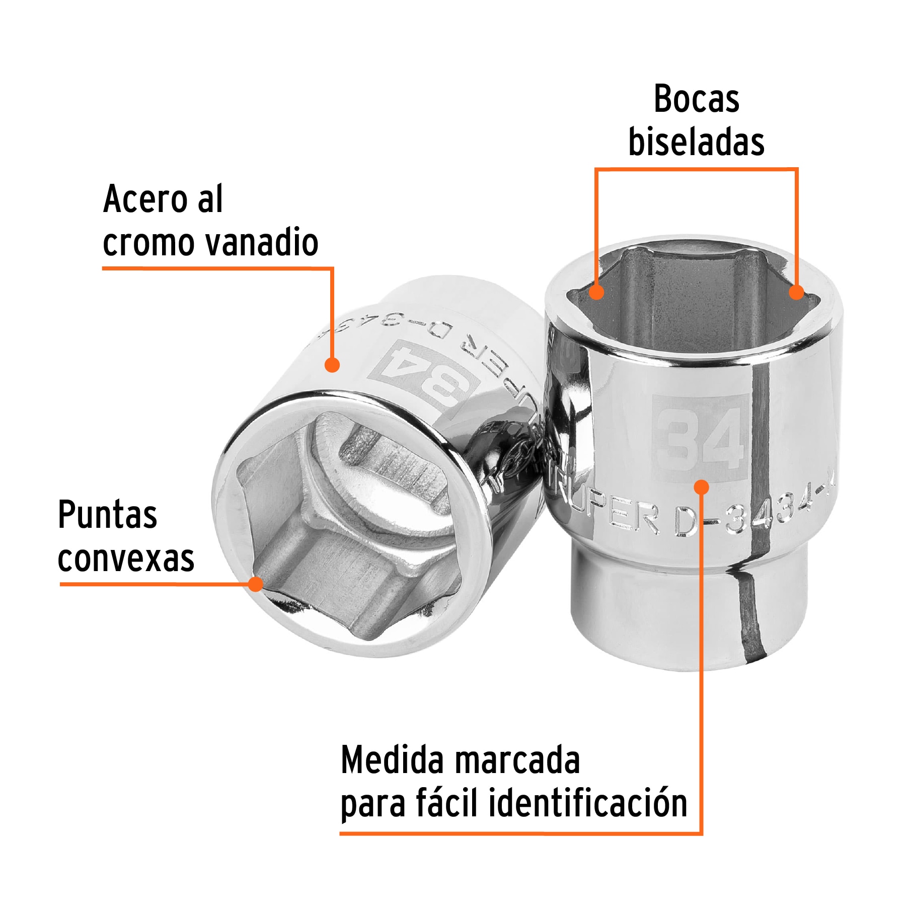 Copa de 34 mm 6 puntas, raíz 3/4" - Imagen 3