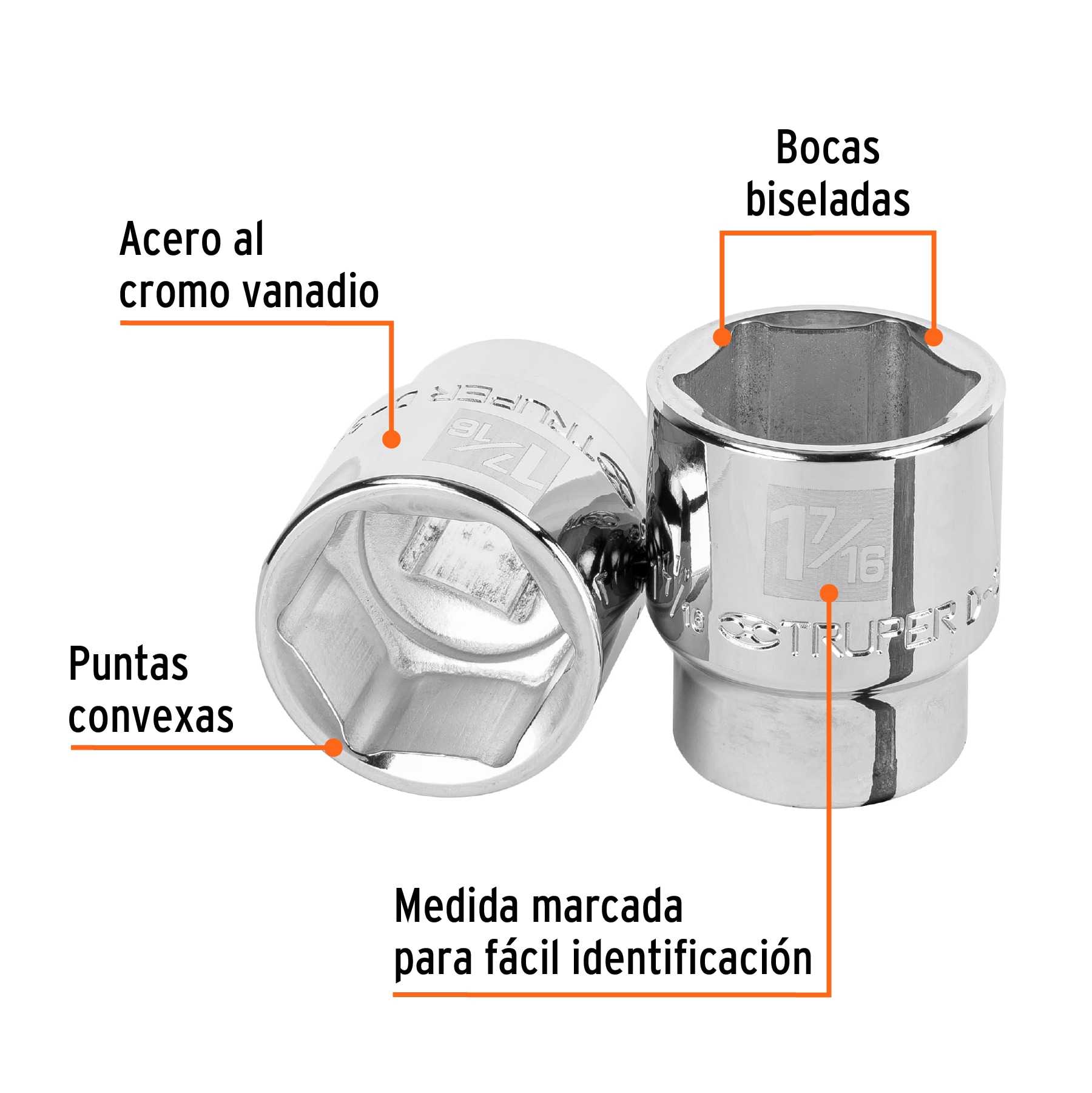 Copa de 1-7/16" 6 puntas raíz 3/4", - Imagen 3