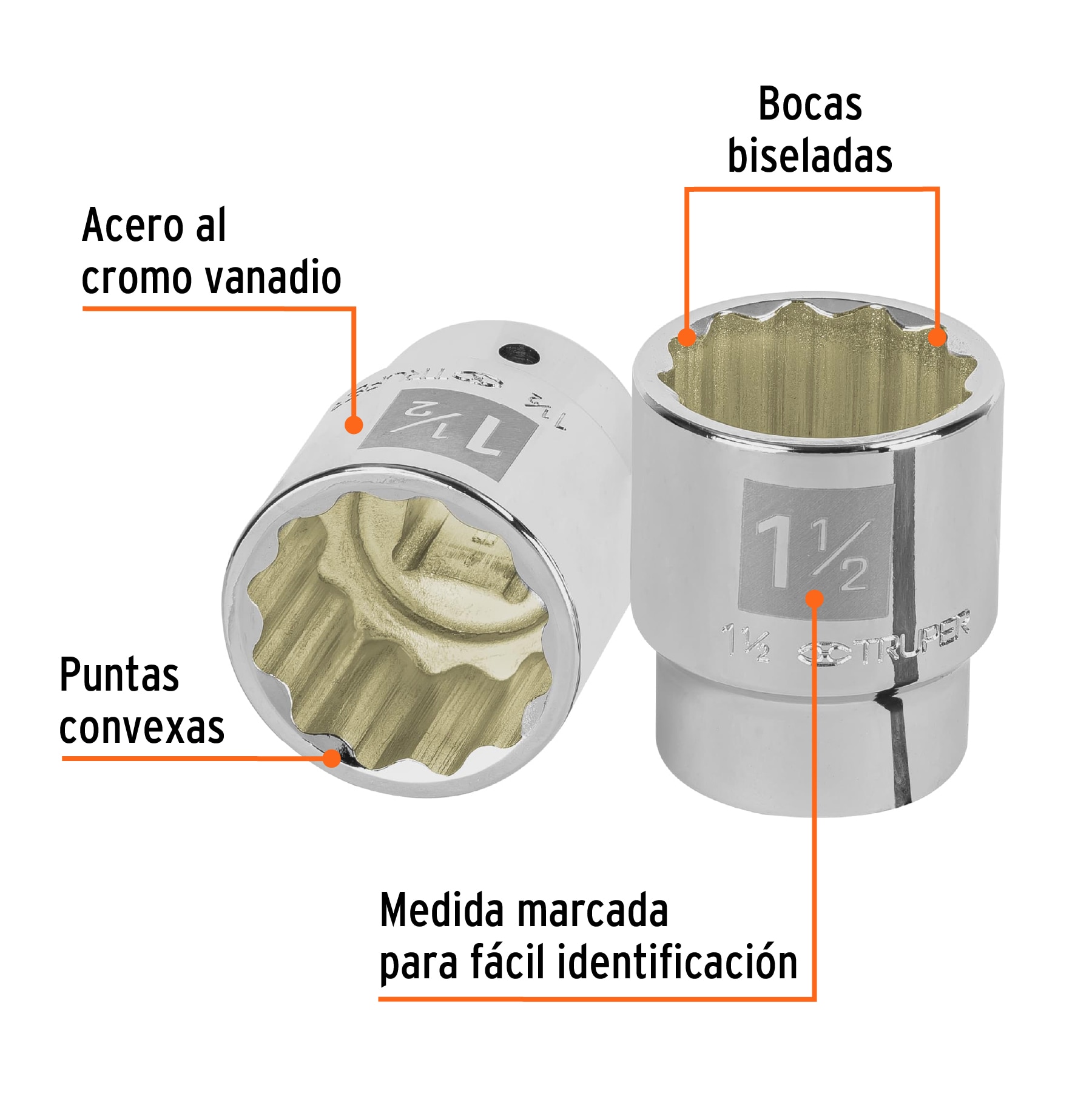 Copa de 1-1/2" 12 puntas raíz 3/4" - Imagen 3
