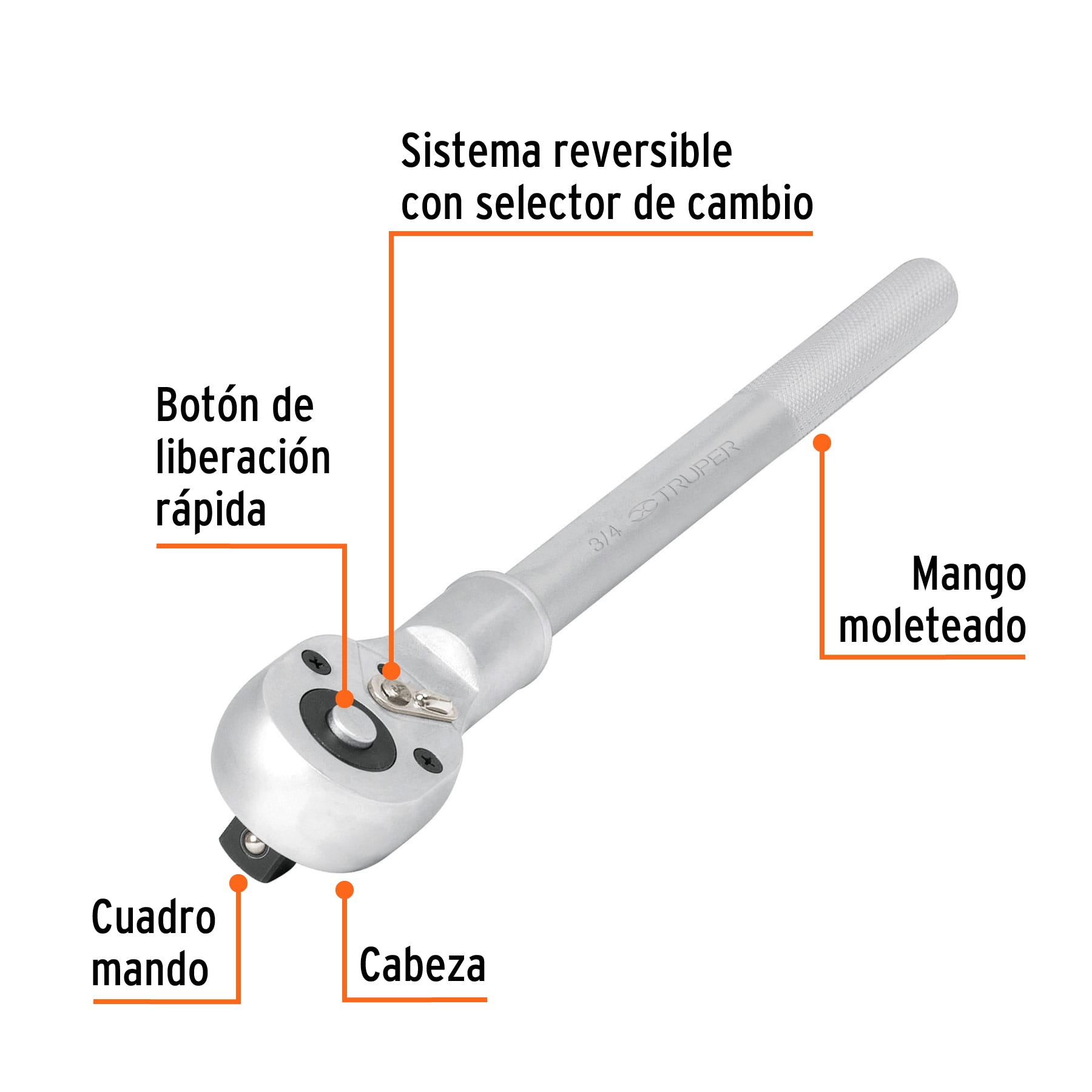 Ratch 3/4" cabeza pera liberación rápida - Imagen 3