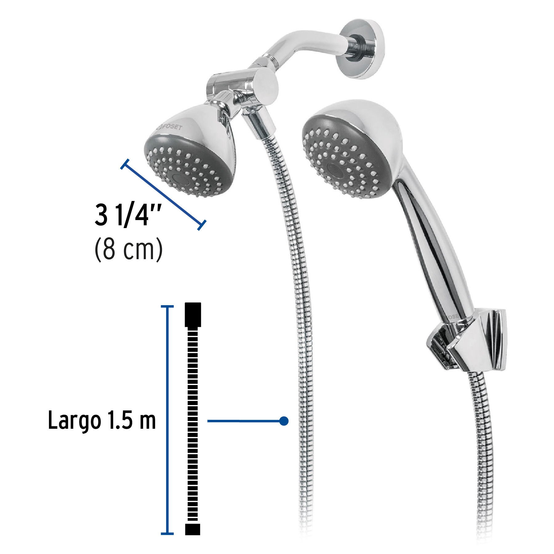 Regadera 3-1/4" con extensión tipo teléfono - Imagen 5