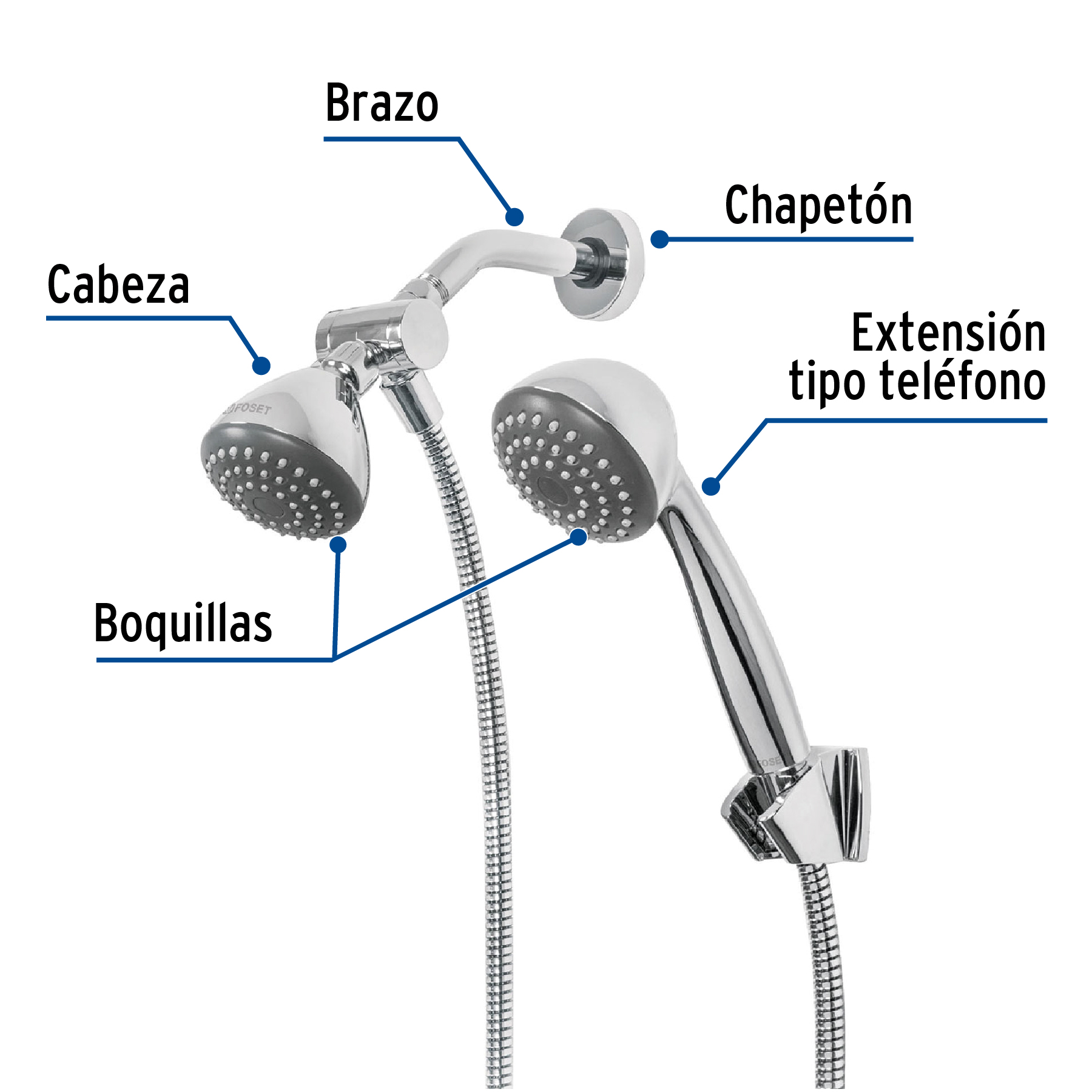 Regadera 3-1/4" con extensión tipo teléfono - Imagen 4