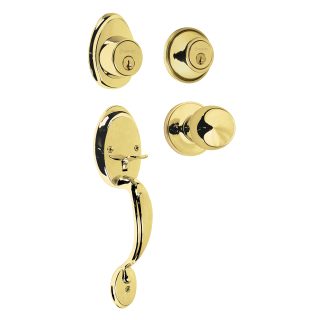 Jaladera perilla y cerrojo llave latón brillante Hermex