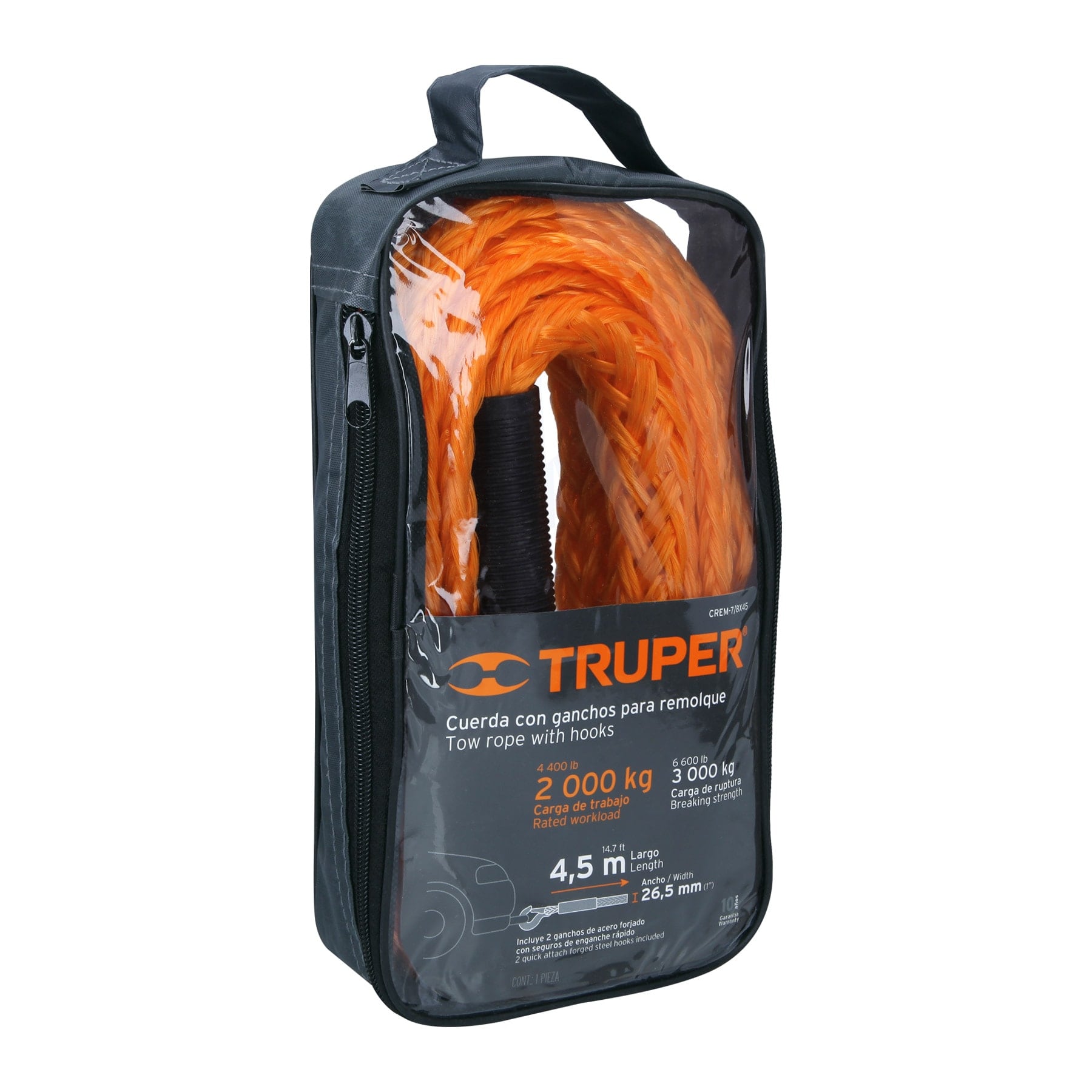 Cuerda para remolque con ganchos 7/8" x 4.5 m - Imagen 2