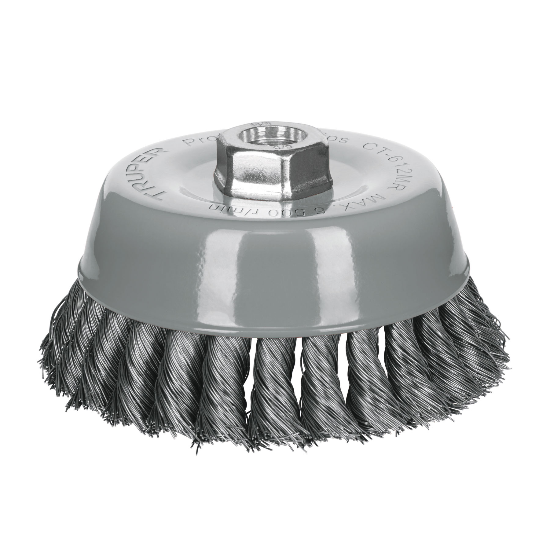 Carda copa 5" alambre trenzado fino multi-rosca