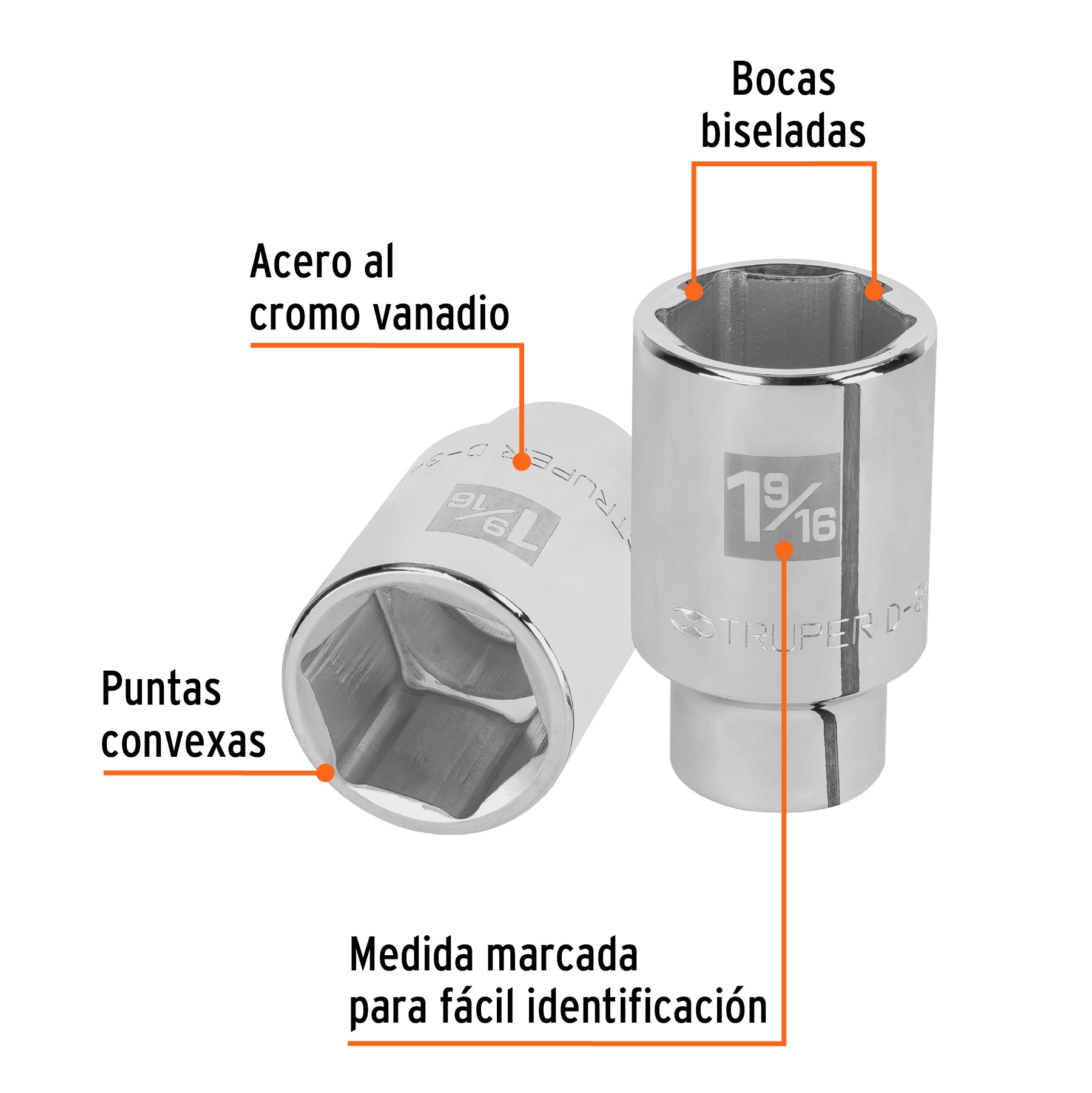 Copa larga de 1-9/16" 6 puntas raíz 3/4" - Imagen 3