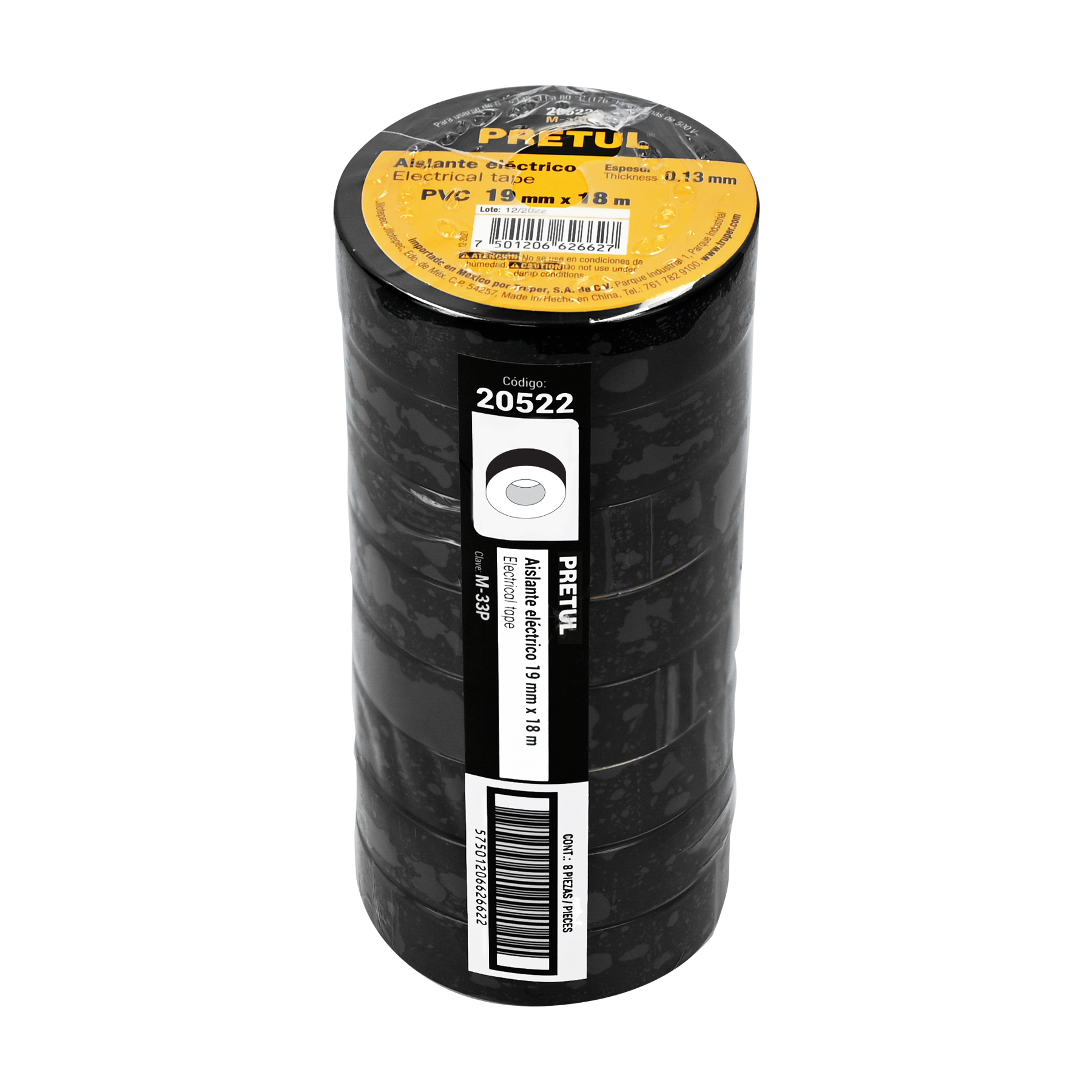 Cinta de aislar de 18 m x 19 mm, negra Pretul - Imagen 2