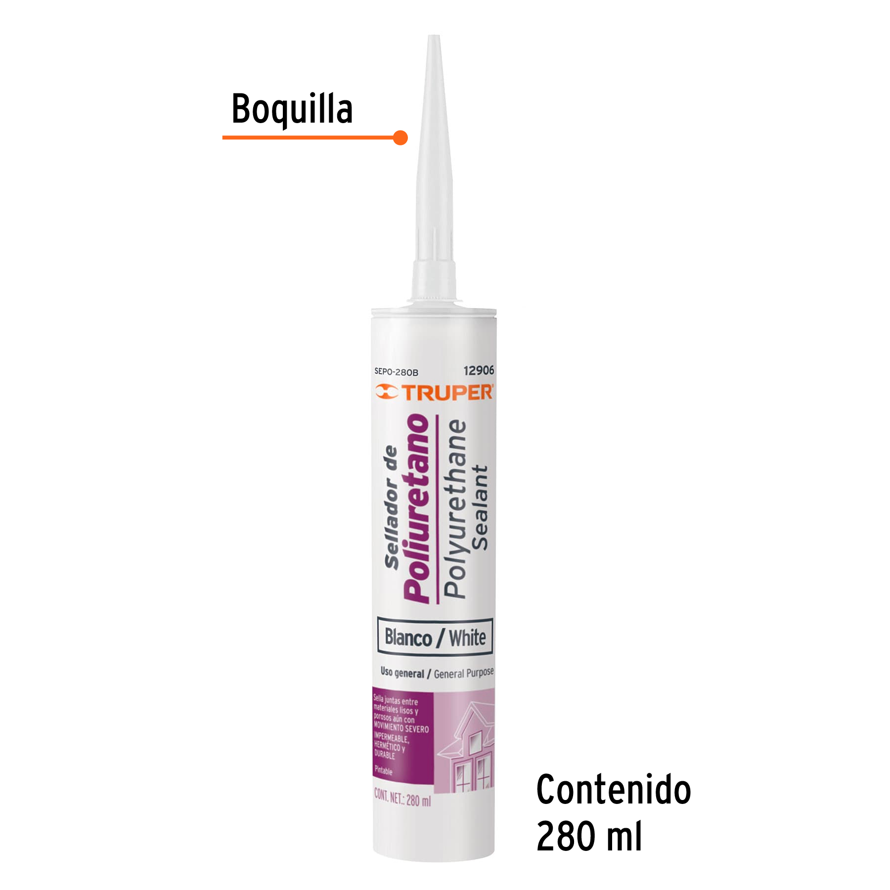 Sellador de poliuretano de 280 ml blanco - Imagen 2