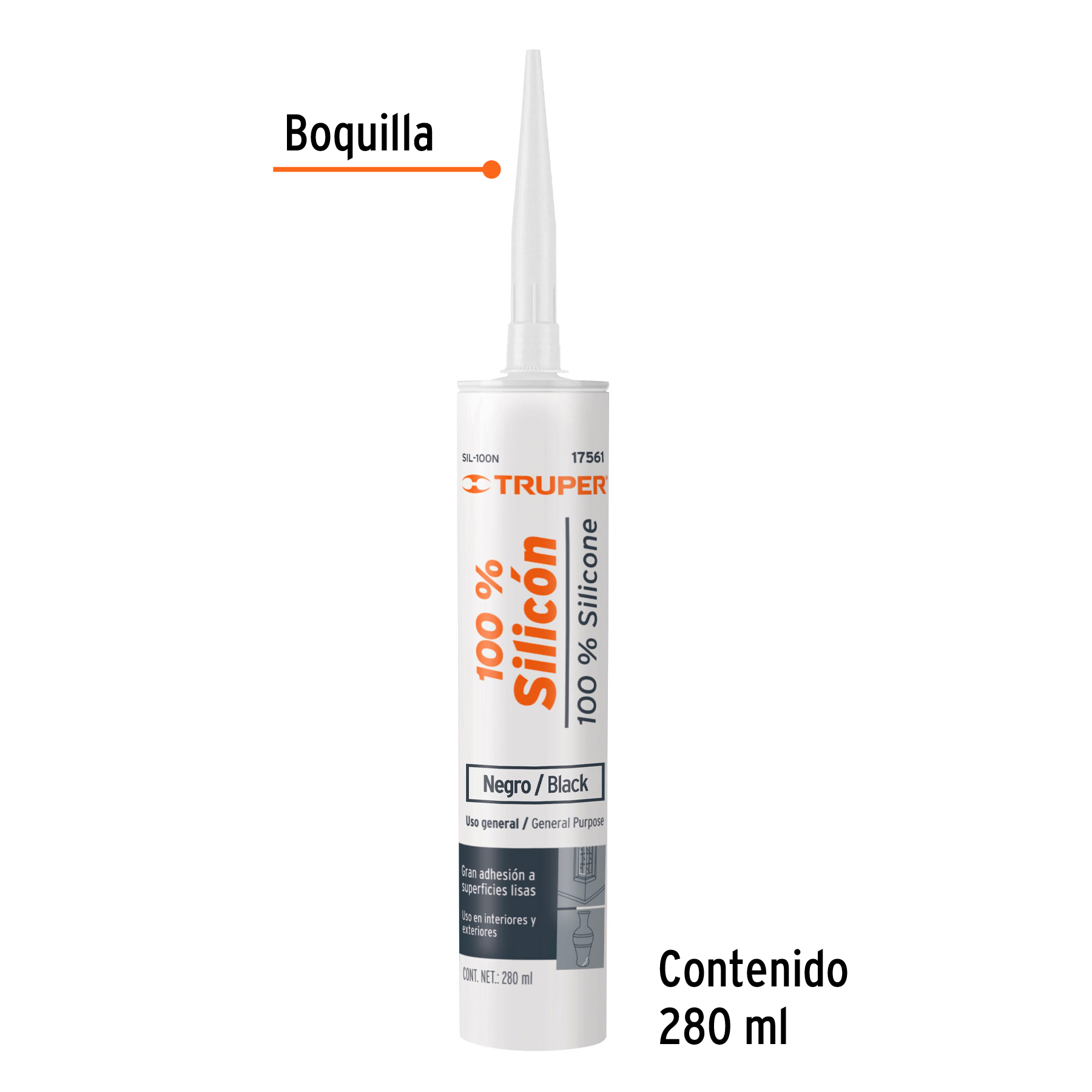 Sellador negro 100% silicón de 280 ml - Imagen 2