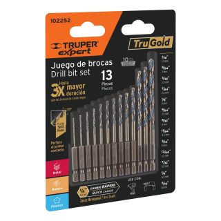 Juego de 13 brocas HSS para metal zanco cambio rápido