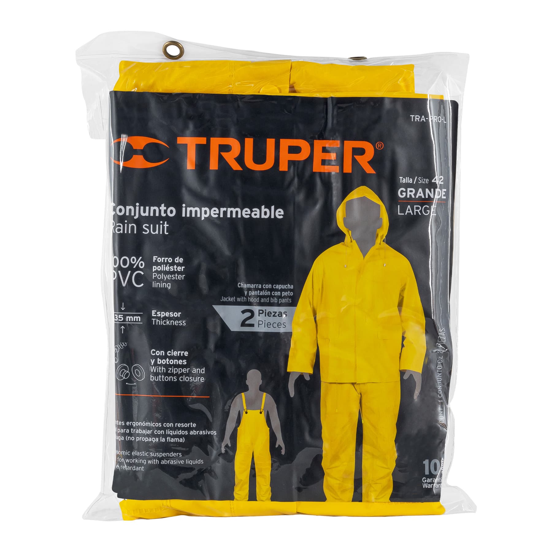 Conjunto impermeable doble capa talla G Truper - Imagen 2