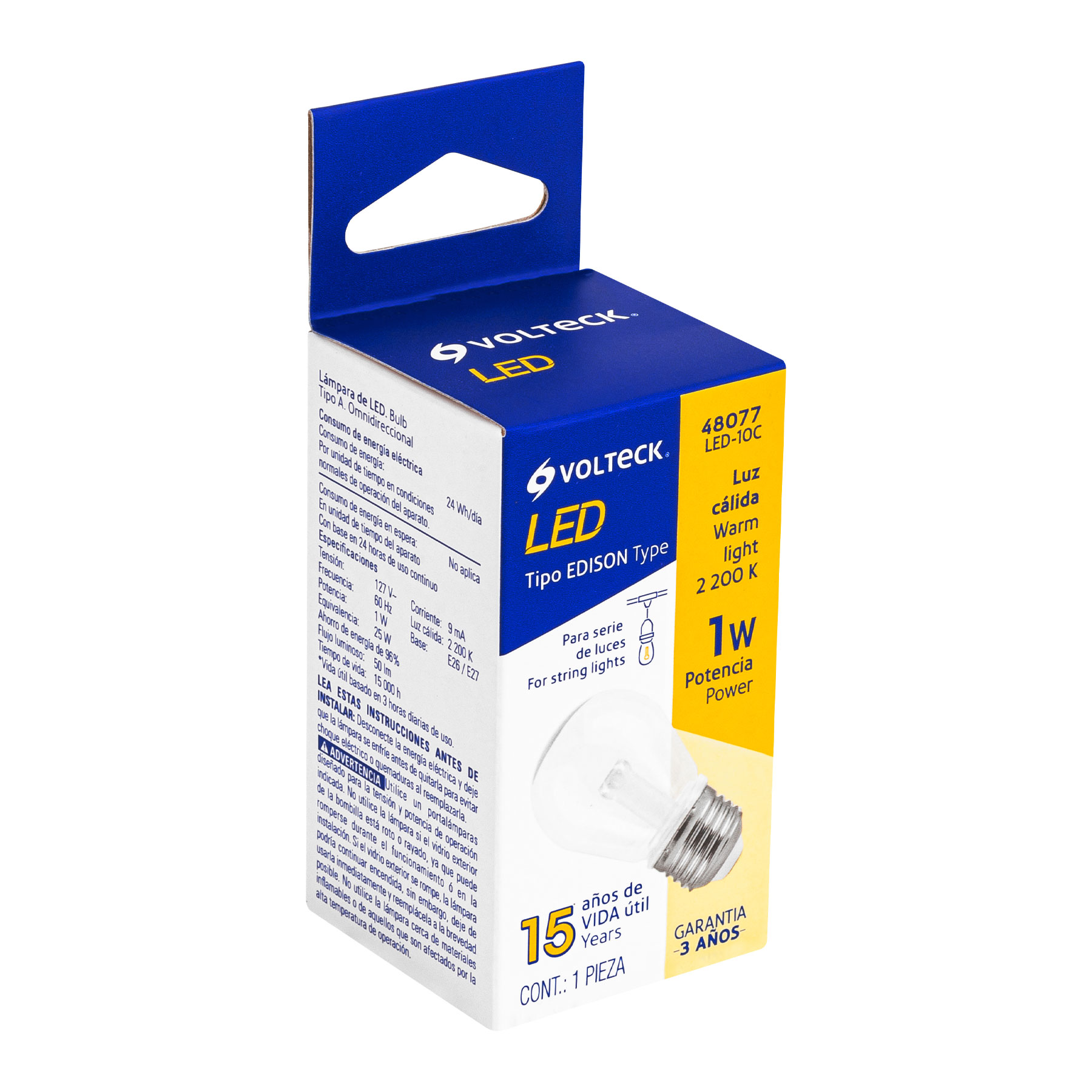 Lámpara LED S14 sin filamento 1 W luz cálida - Imagen 2