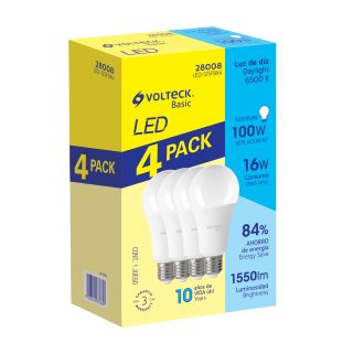 Pack de 4 lámparas de LED A19 16 W luz de día