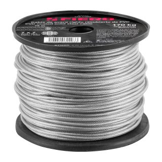 Metro de cable rígido 1/16" acero 7x7 recubierto PVC