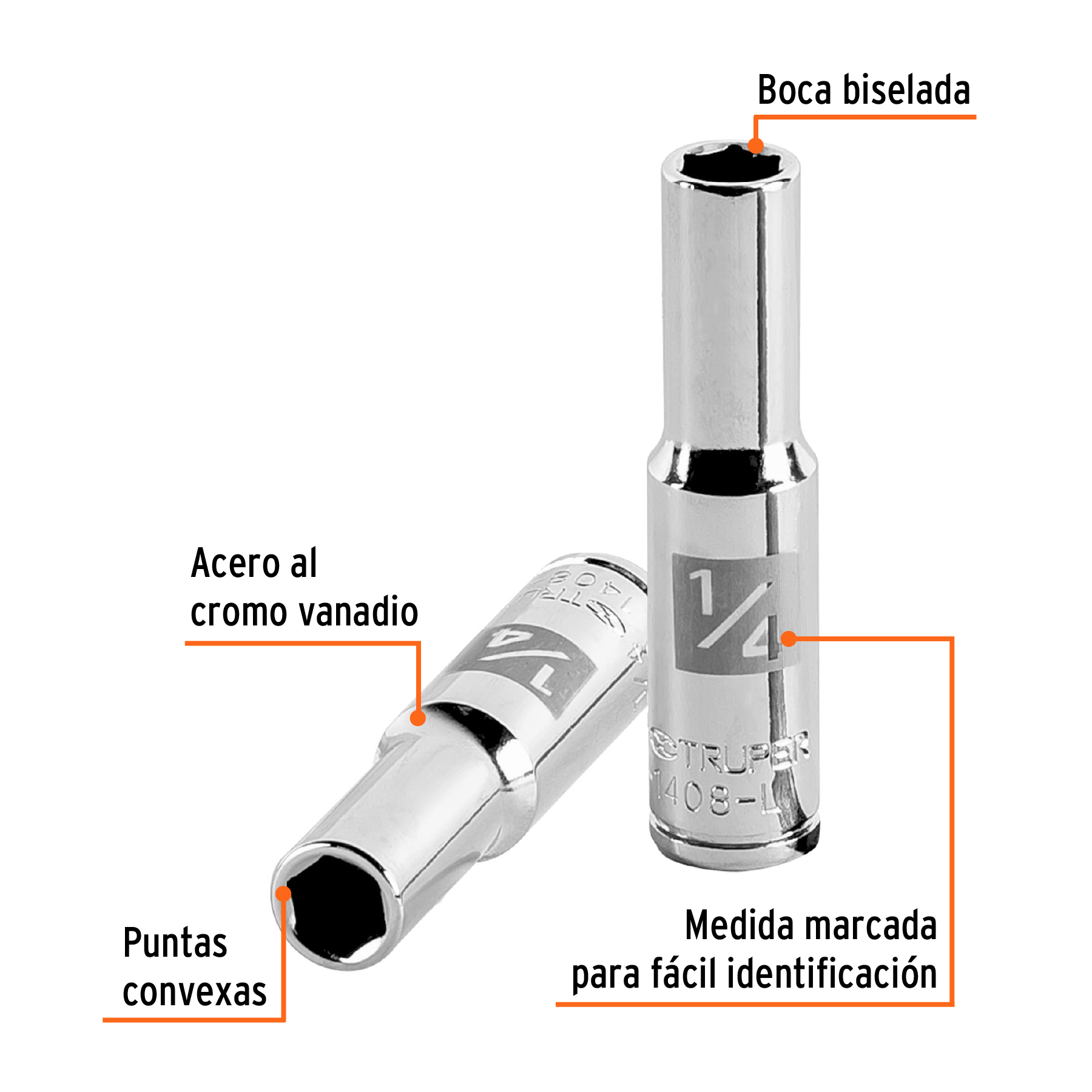 Copa larga de 1/4" 6 puntas raíz 1/4" - Imagen 3
