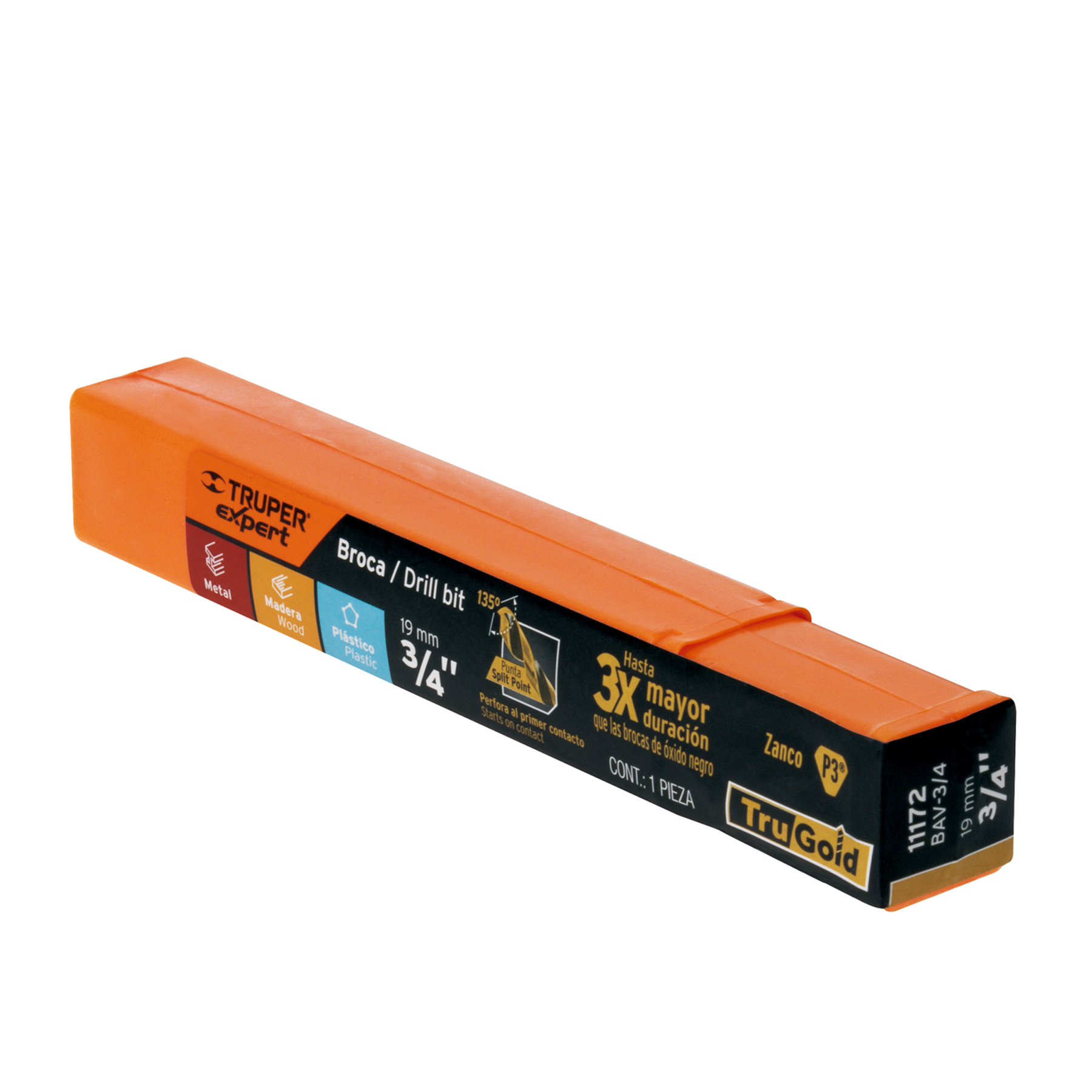 Broca HSS 3/4" Trugold para metal, Truper Expert - Imagen 2