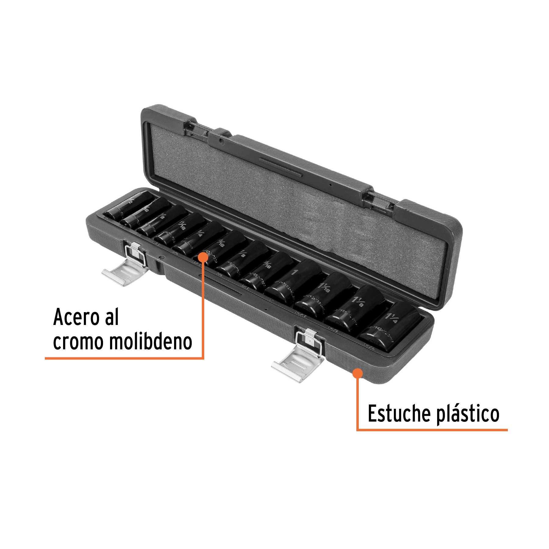 Juego de 12 copas largas de impacto raíz 1/2" 6 puntas std - Imagen 3