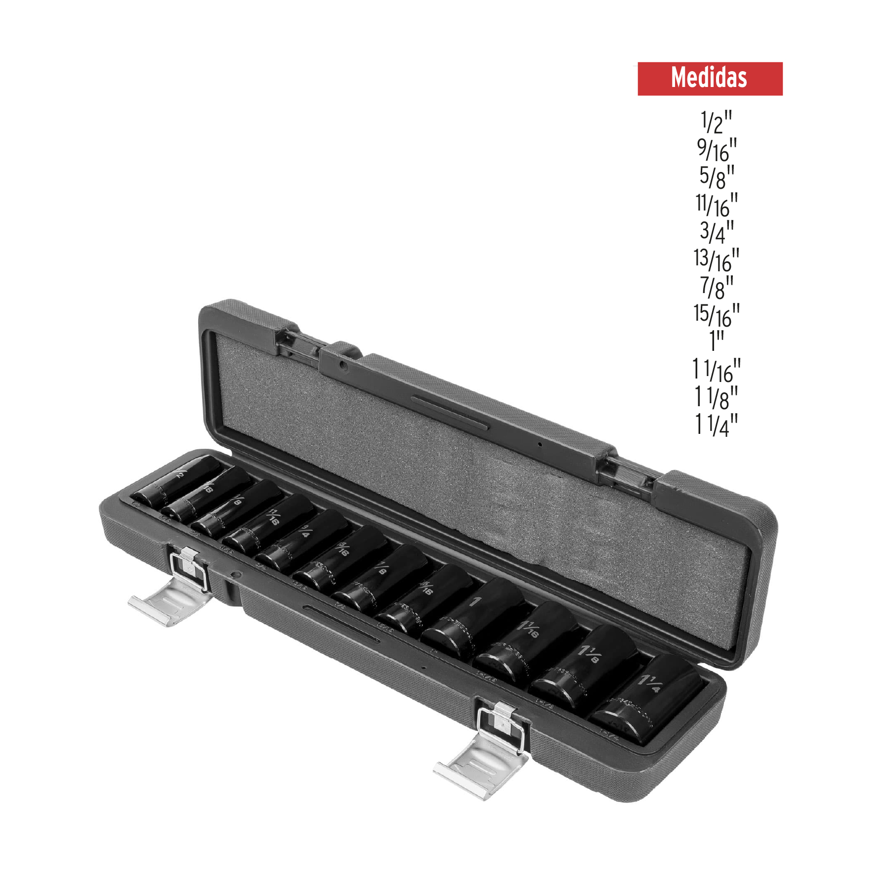 Juego de 12 copas largas de impacto raíz 1/2" 6 puntas std - Imagen 2